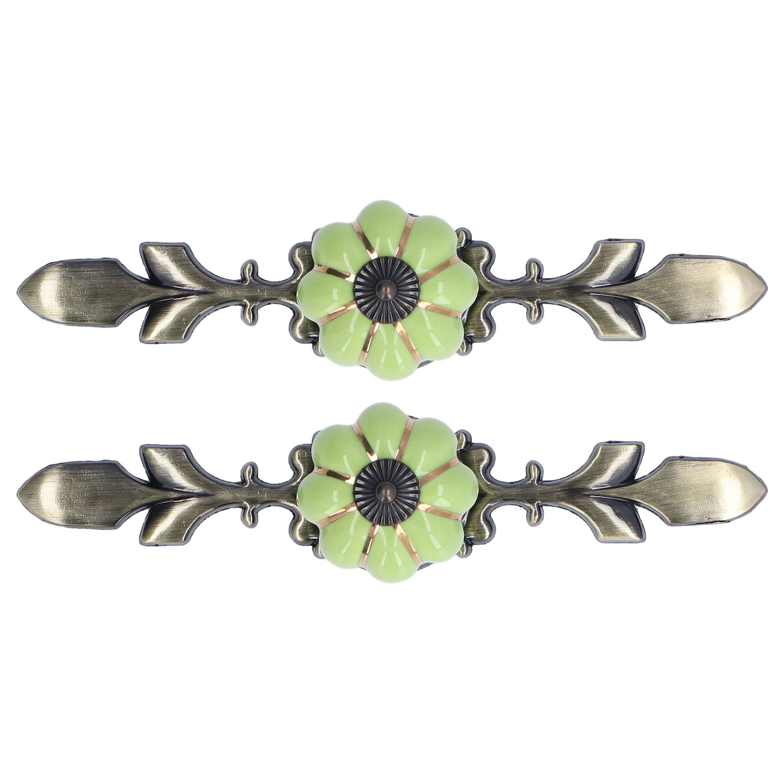 2pcs/set Hand Painted Pumpkin Drawer Knobs Chinese Pastoral Style Ceramic Cabinet HandleGreen - Image 7