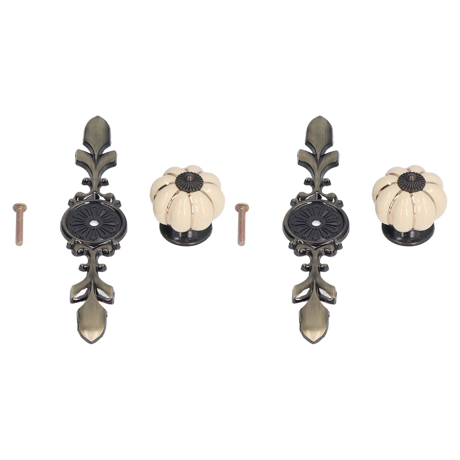 2pcs/set Hand Painted Pumpkin Drawer Knobs Chinese Pastoral Style Ceramic Cabinet HandleWhite - Image 2