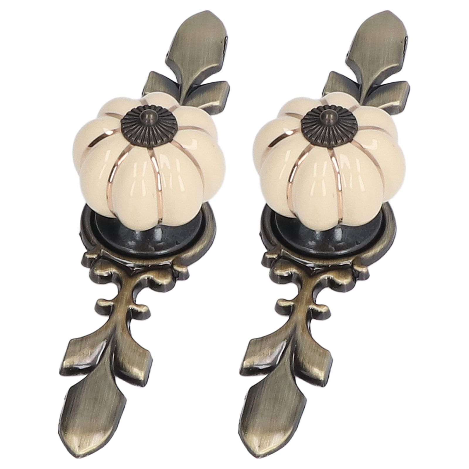 2pcs/set Hand Painted Pumpkin Drawer Knobs Chinese Pastoral Style Ceramic Cabinet HandleWhite - Image 5