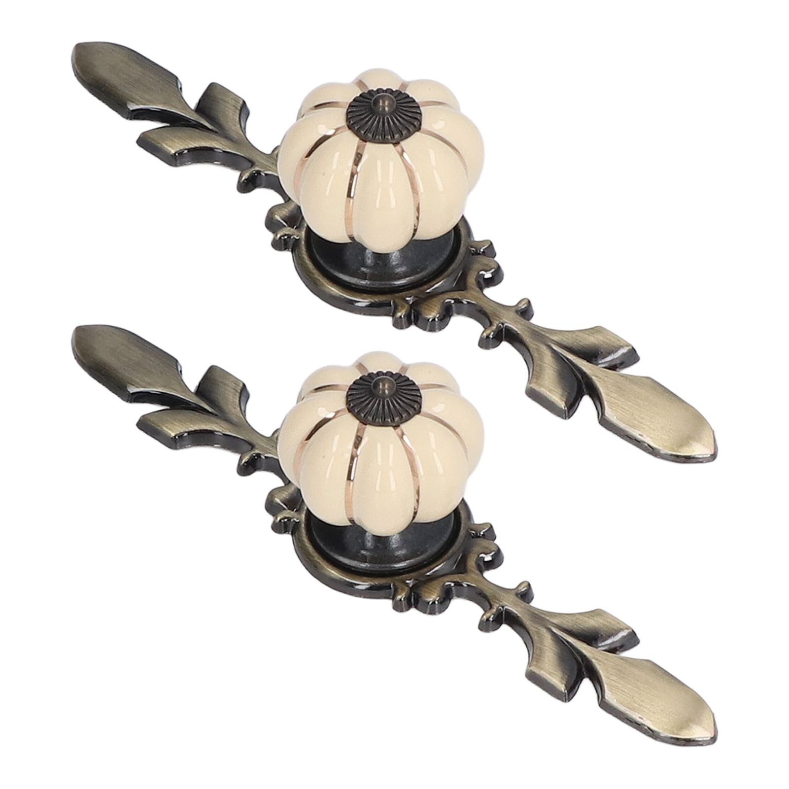 2pcs/set Hand Painted Pumpkin Drawer Knobs Chinese Pastoral Style Ceramic Cabinet HandleWhite - Image 7