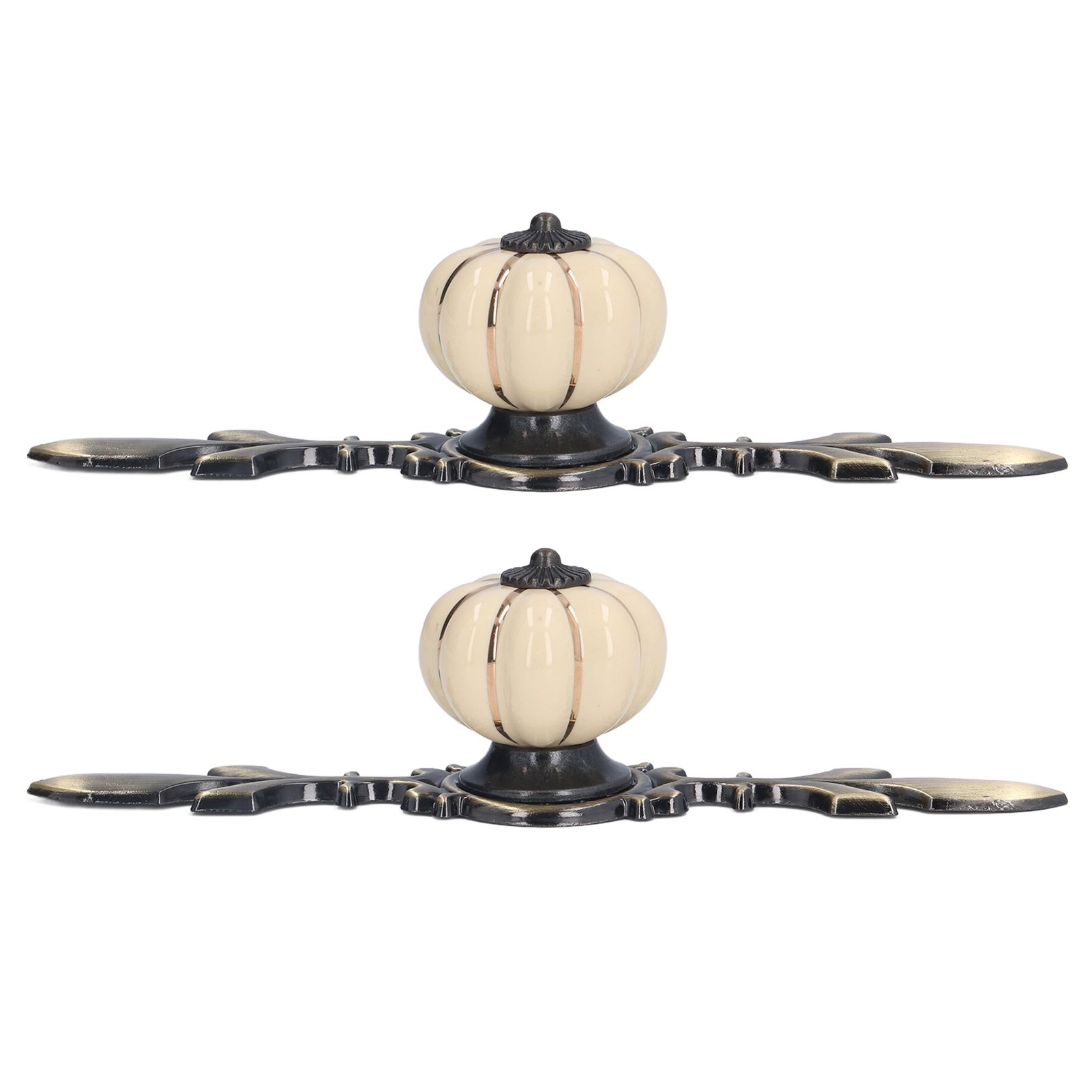 2pcs/set Hand Painted Pumpkin Drawer Knobs Chinese Pastoral Style Ceramic Cabinet HandleWhite - Image 8