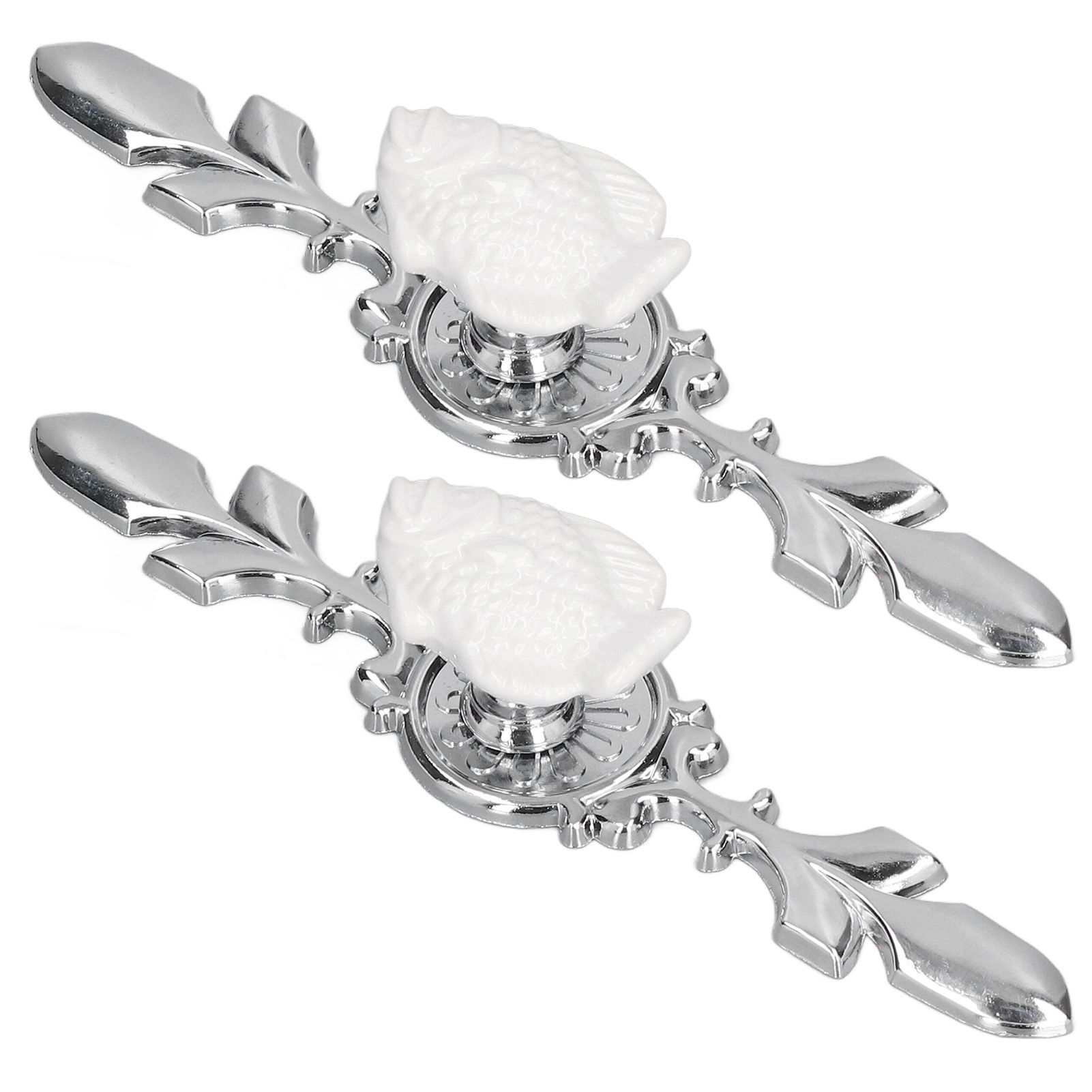 2 Set Drawer Knobs Pull Handles Ceramics Cabinet Cupboard Door Decorative Knobs with Plate for Kitchen Bathroom Office1088D Madarine - Image 2