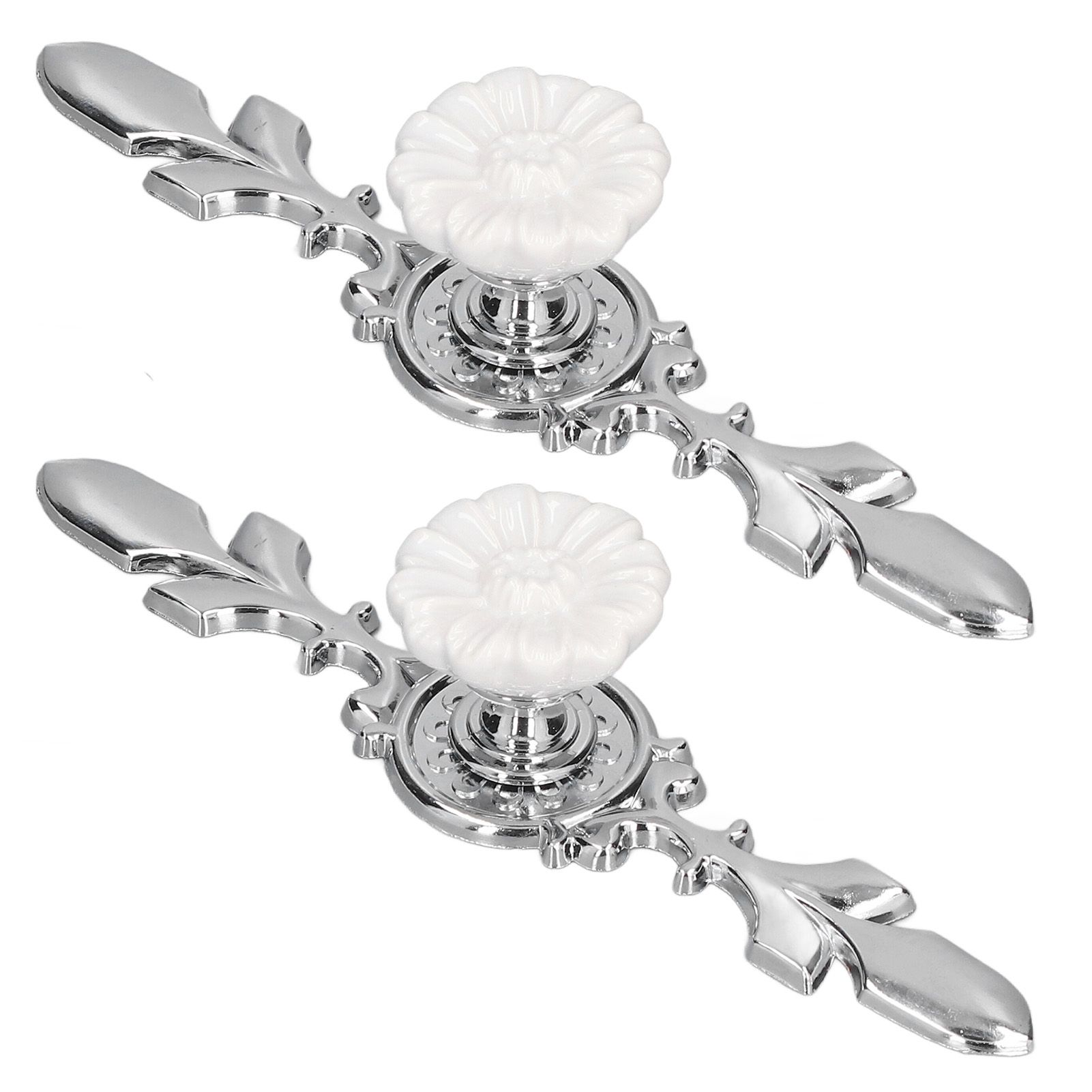 2 Set Drawer Knobs Pull Handles Ceramics Cabinet Cupboard Door Decorative Knobs with Plate for Kitchen Bathroom Office1088D Magnolia - Image 2