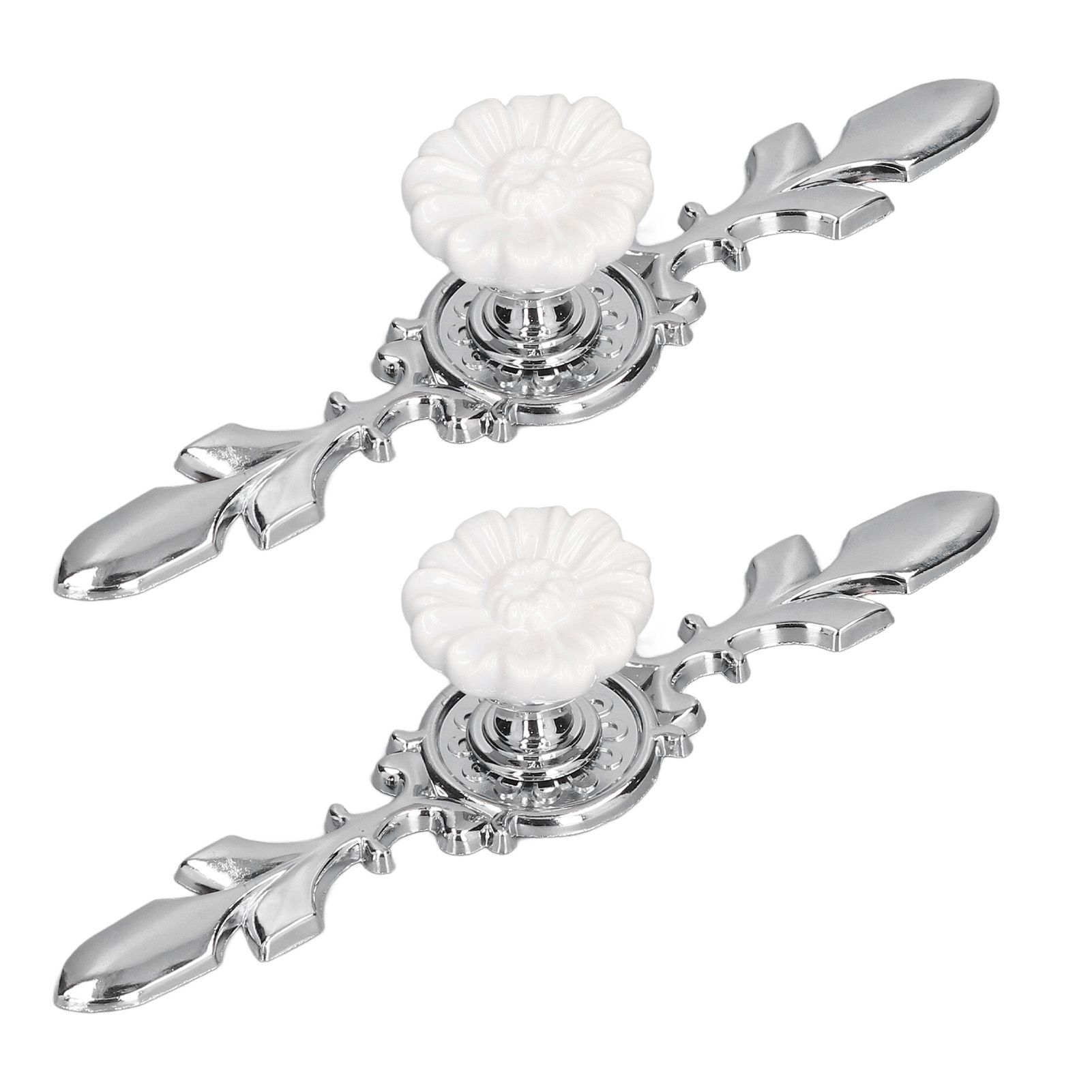 2 Set Drawer Knobs Pull Handles Ceramics Cabinet Cupboard Door Decorative Knobs with Plate for Kitchen Bathroom Office1088D Magnolia - Image 4