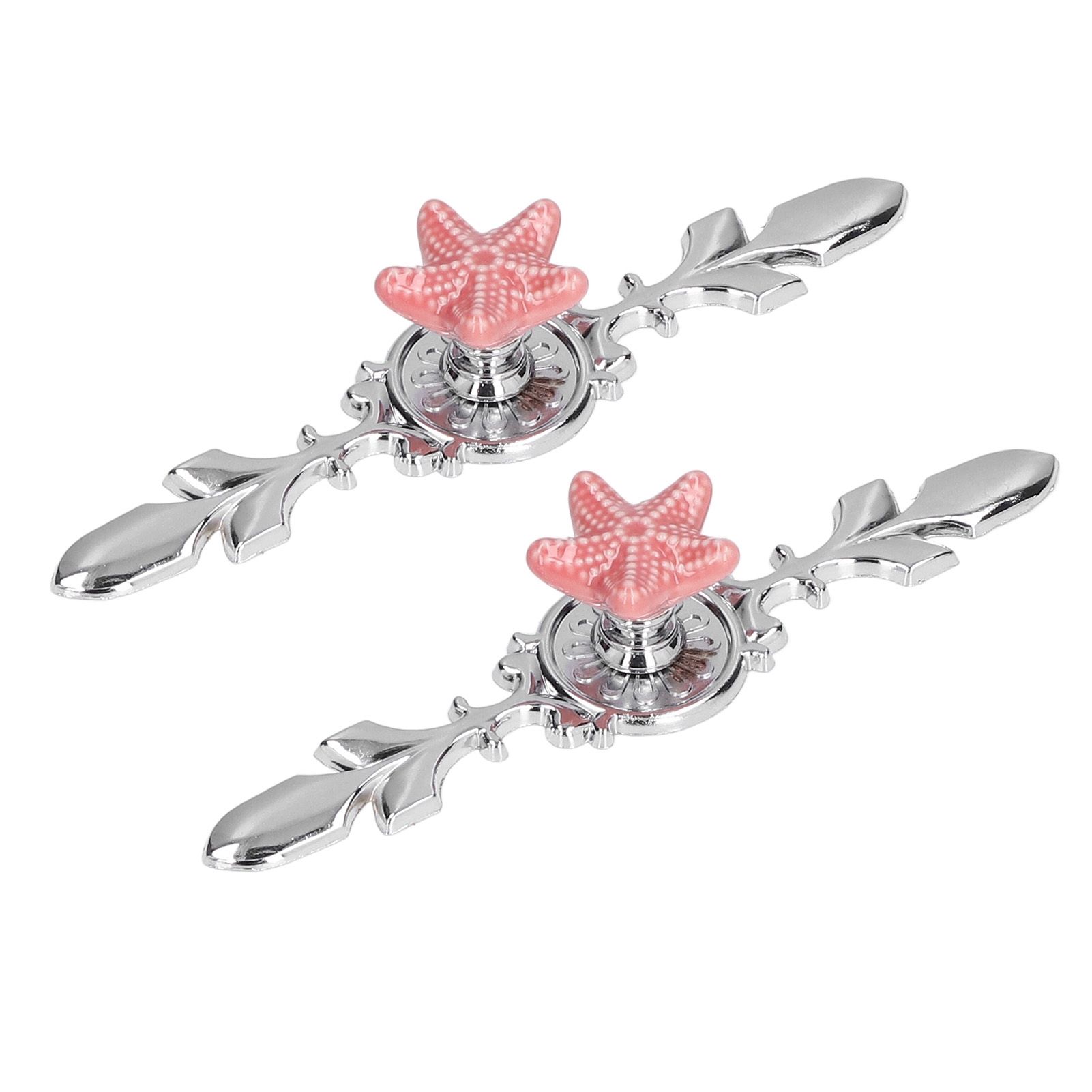 2 Set Drawer Knobs Pull Handles Ceramics Cabinet Decorative Knobs with Plate for Kitchen Bathroom Office Decoration1088D Sea Star - Image 4