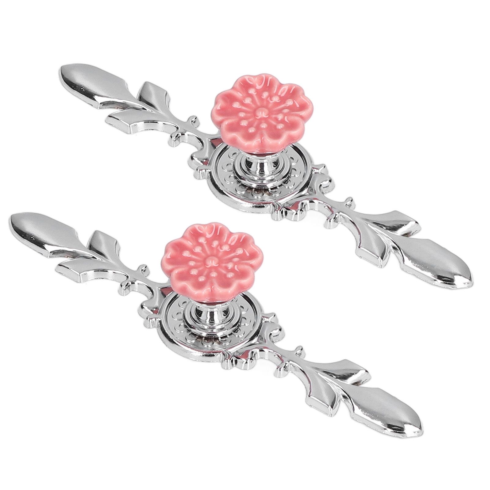 2 Set Drawer Knobs Pull Handles Ceramics Cabinet Decorative Knobs with Plate for Kitchen Bathroom Office Decoration1088D Magnolia - Image 3