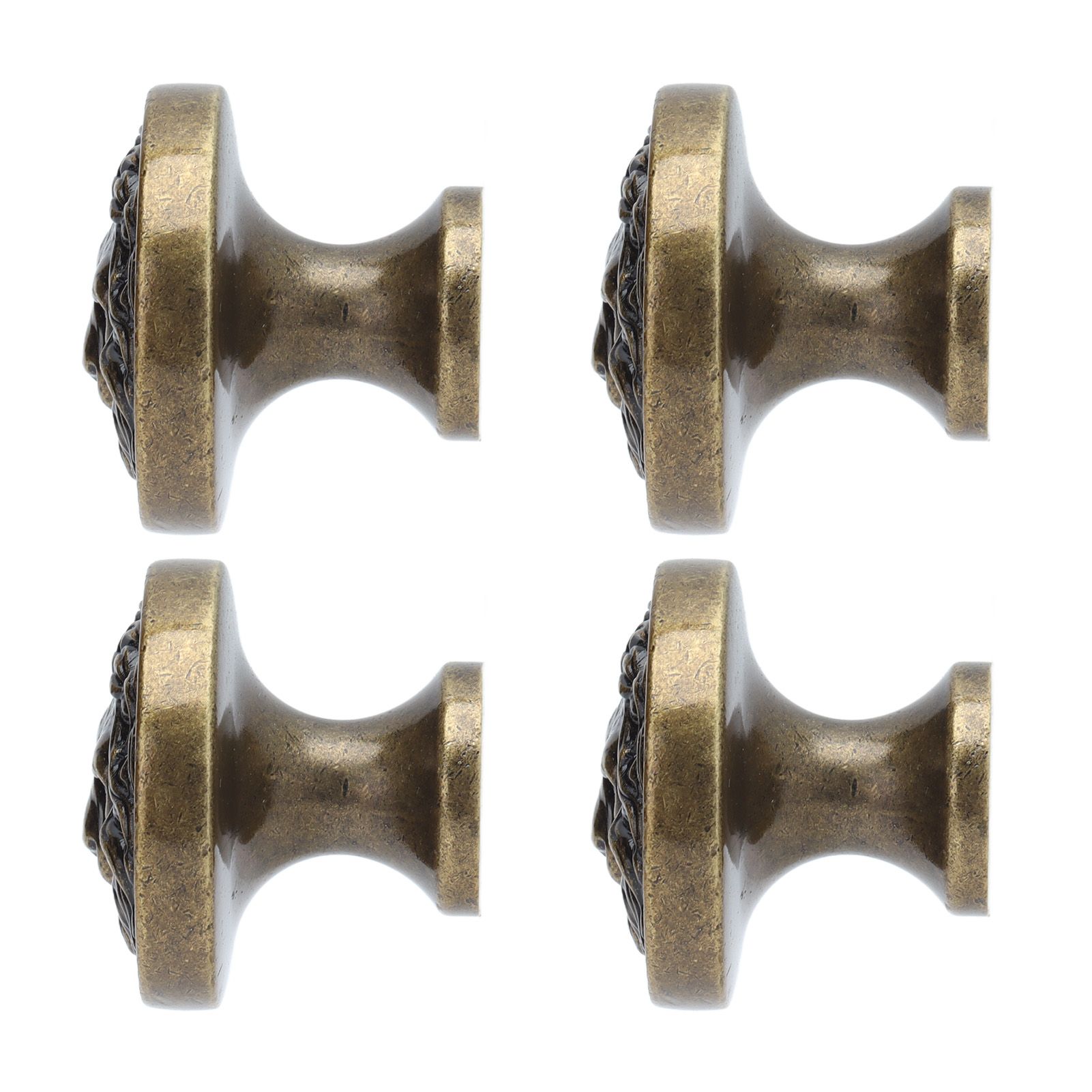 4Set Lion Head Zinc Alloy Cabinet Door Handle Modern Antique Cartoon Solid Drawer Pull Circular Single Hole Buckle Hand399 Lion Head Bronze - Image 4