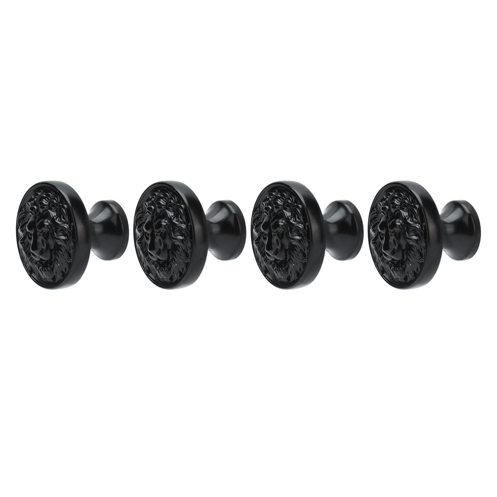 4Set Lion Head Zinc Alloy Cabinet Door Handle Modern Antique Cartoon Solid Drawer Pull Circular Single Hole Buckle Hand399 Lion Head Black - Image 4