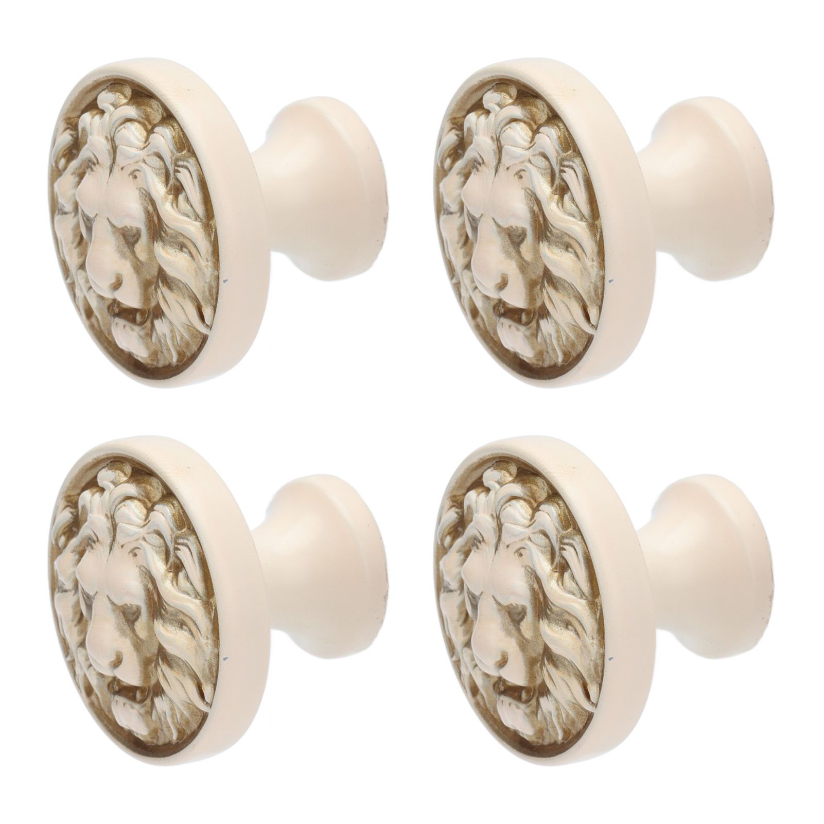 4Set Lion Head Zinc Alloy Cabinet Door Handle Modern Antique Cartoon Solid Drawer Pull Circular Single Hole Buckle Hand399 Lion Head Ivory - Image 5