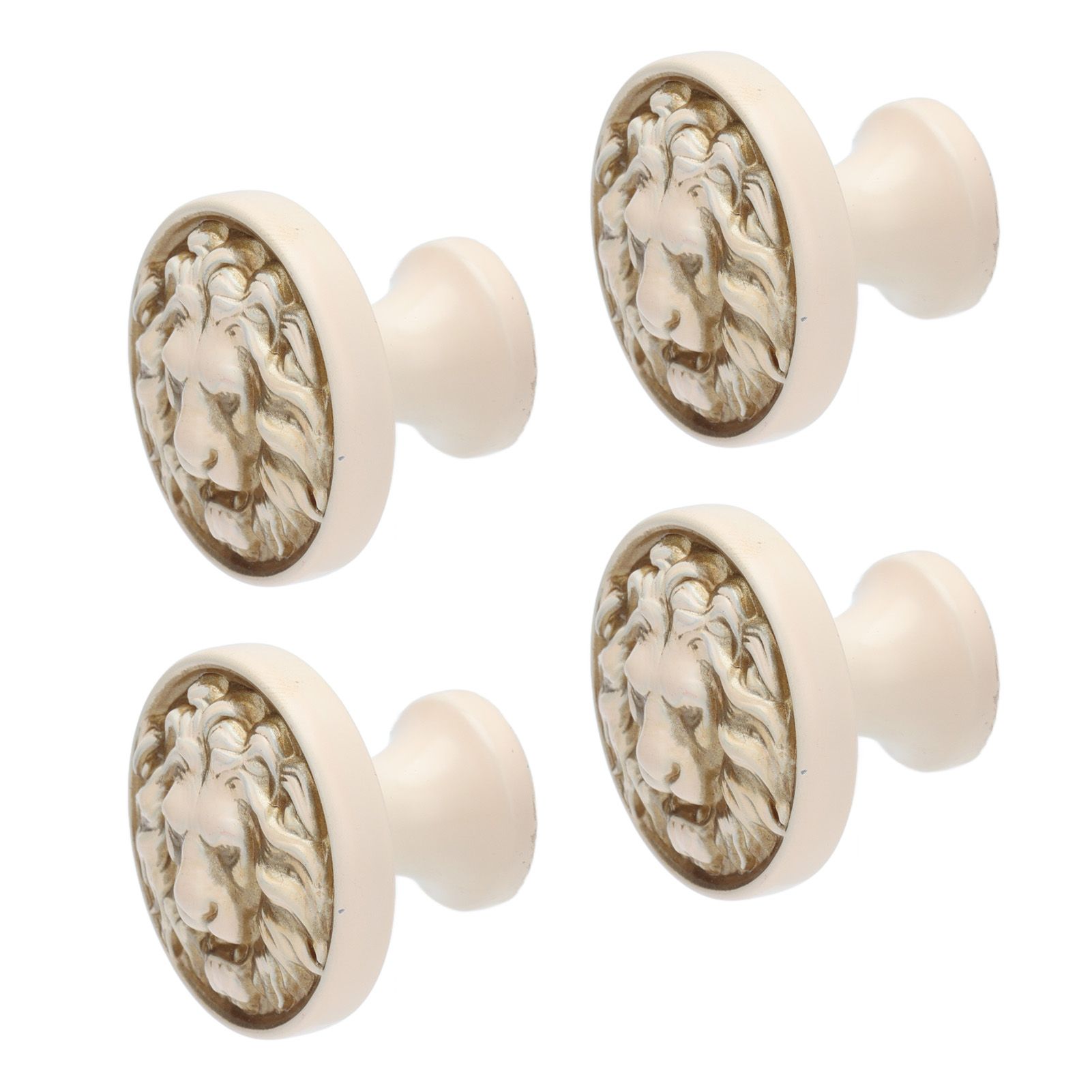4Set Lion Head Zinc Alloy Cabinet Door Handle Modern Antique Cartoon Solid Drawer Pull Circular Single Hole Buckle Hand399 Lion Head Ivory - Image 6
