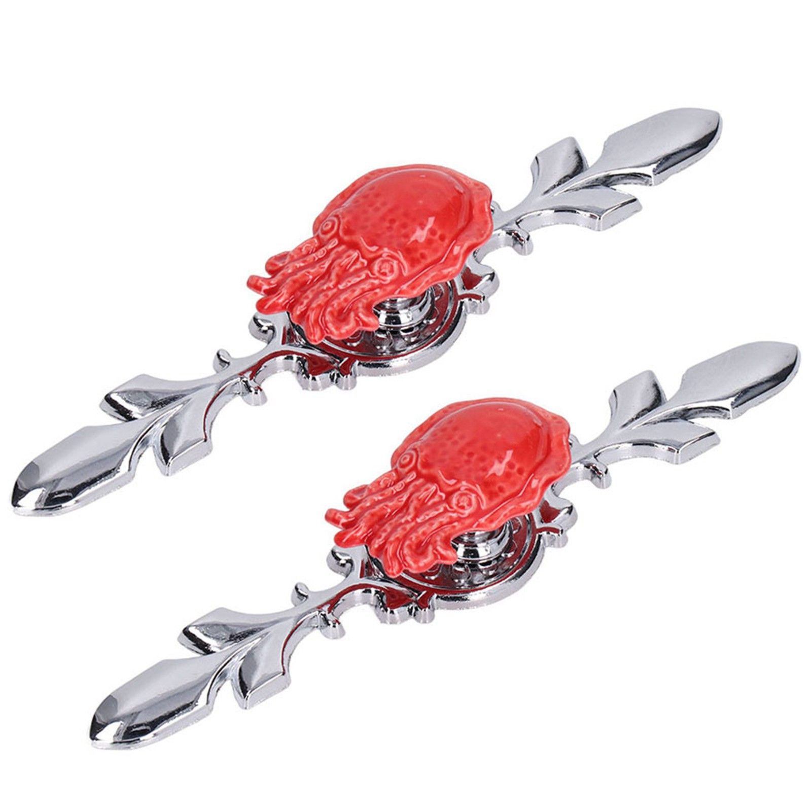 2Set Drawer Pull Knob Zinc Alloy Cabinet Wardrobe Closet Knob for Kitchen Furniture Decoration1077D Red Octopus - Image 2