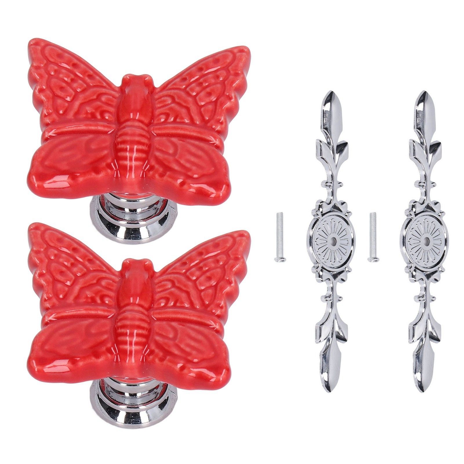 2Set Drawer Pull Knob Zinc Alloy Cabinet Wardrobe Closet Knob for Kitchen Furniture Decoration1077D Red Butterfly - Image 1