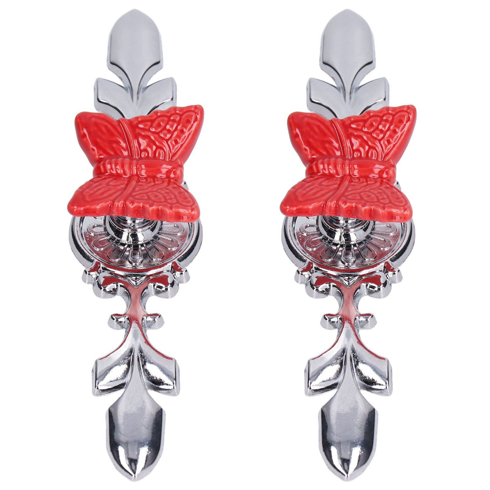 2Set Drawer Pull Knob Zinc Alloy Cabinet Wardrobe Closet Knob for Kitchen Furniture Decoration1077D Red Butterfly - Image 2