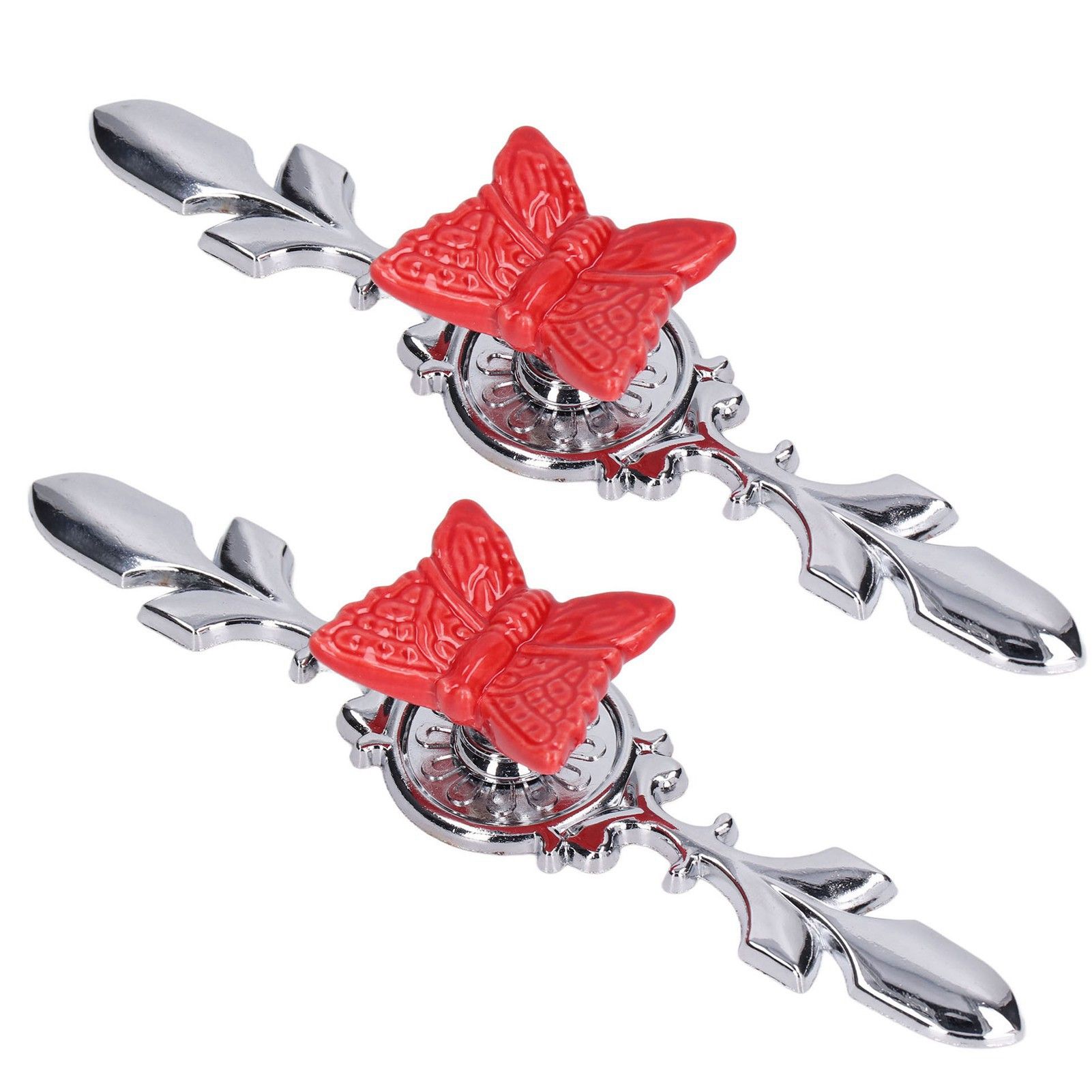 2Set Drawer Pull Knob Zinc Alloy Cabinet Wardrobe Closet Knob for Kitchen Furniture Decoration1077D Red Butterfly - Image 3