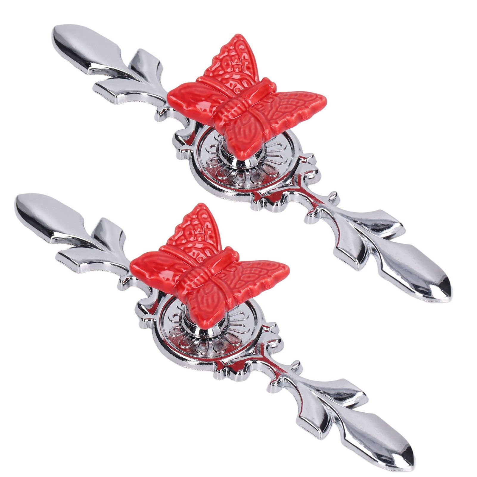 2Set Drawer Pull Knob Zinc Alloy Cabinet Wardrobe Closet Knob for Kitchen Furniture Decoration1077D Red Butterfly - Image 4