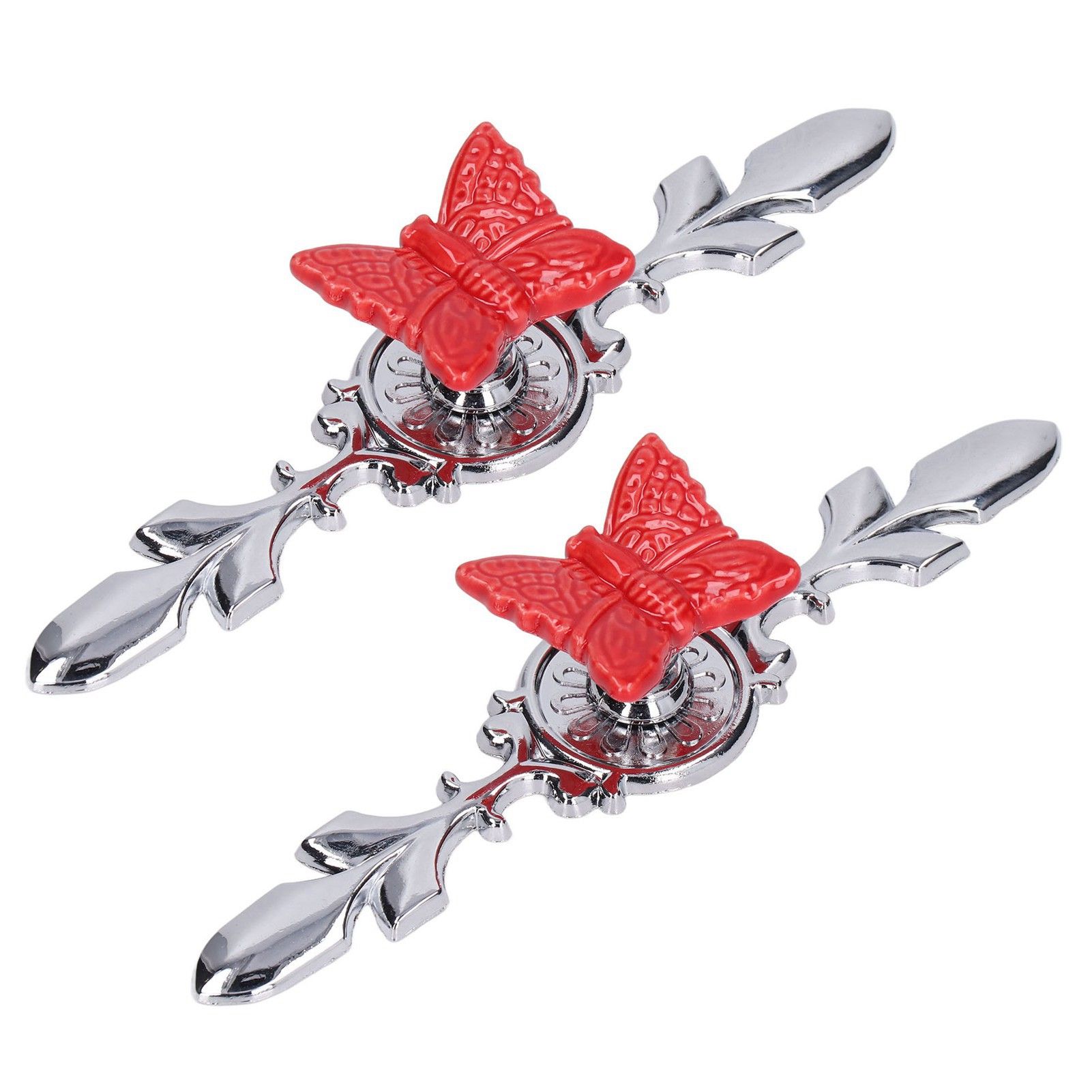 2Set Drawer Pull Knob Zinc Alloy Cabinet Wardrobe Closet Knob for Kitchen Furniture Decoration1077D Red Butterfly - Image 5