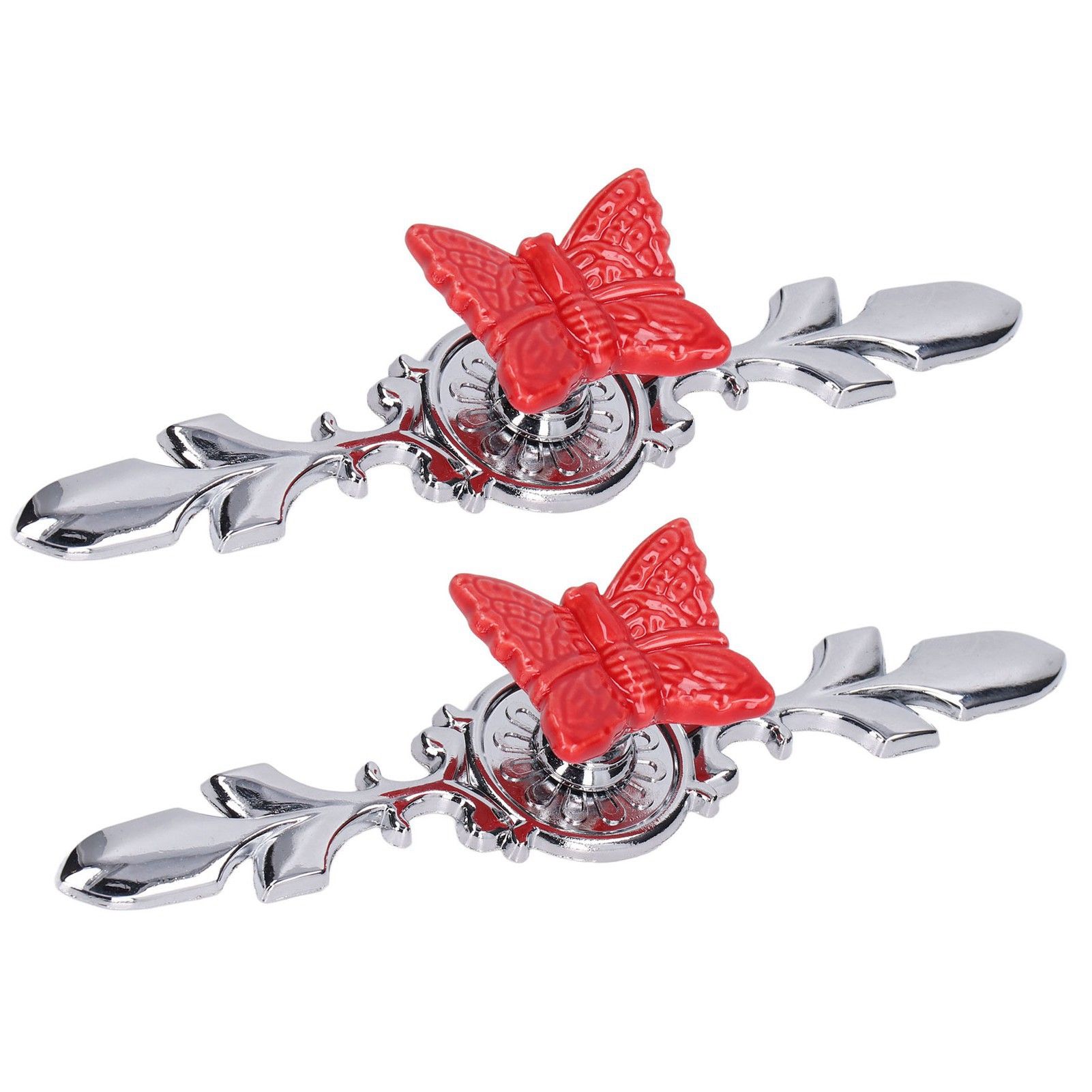 2Set Drawer Pull Knob Zinc Alloy Cabinet Wardrobe Closet Knob for Kitchen Furniture Decoration1077D Red Butterfly - Image 6