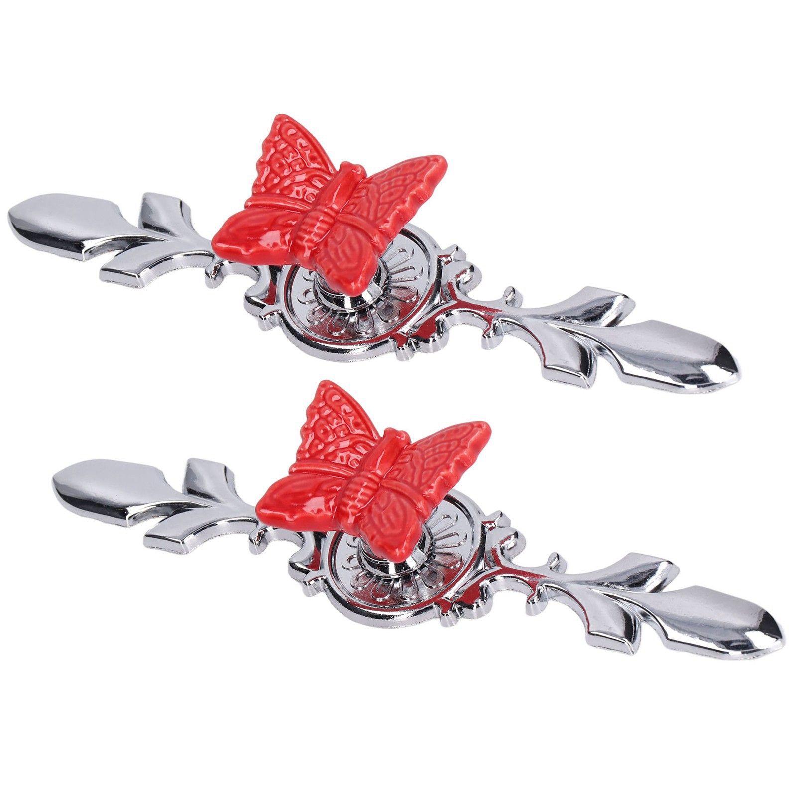 2Set Drawer Pull Knob Zinc Alloy Cabinet Wardrobe Closet Knob for Kitchen Furniture Decoration1077D Red Butterfly - Image 7