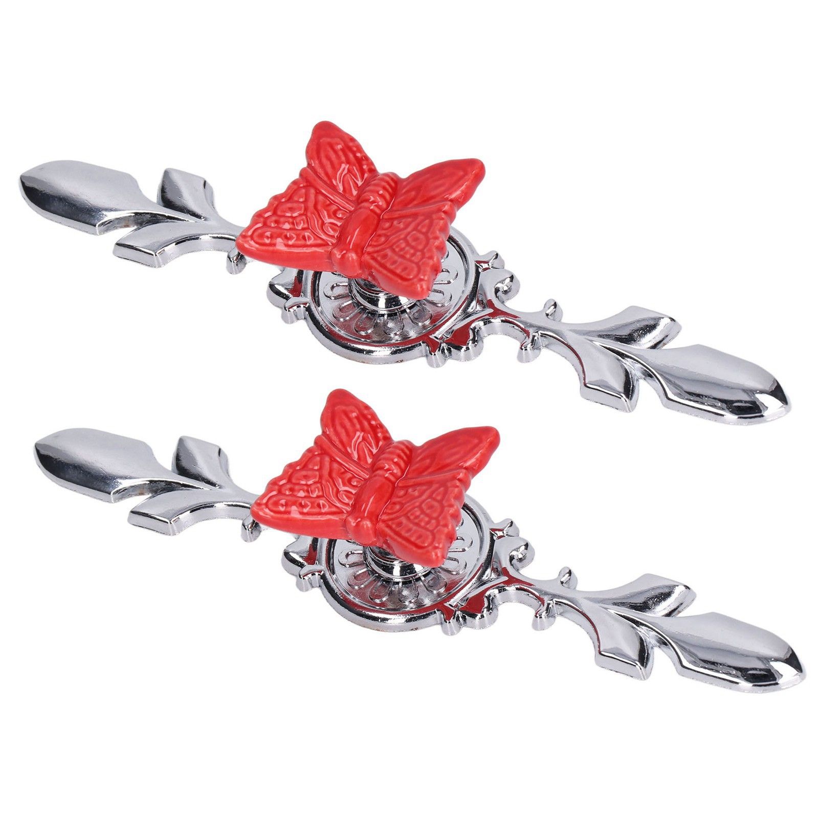 2Set Drawer Pull Knob Zinc Alloy Cabinet Wardrobe Closet Knob for Kitchen Furniture Decoration1077D Red Butterfly - Image 8