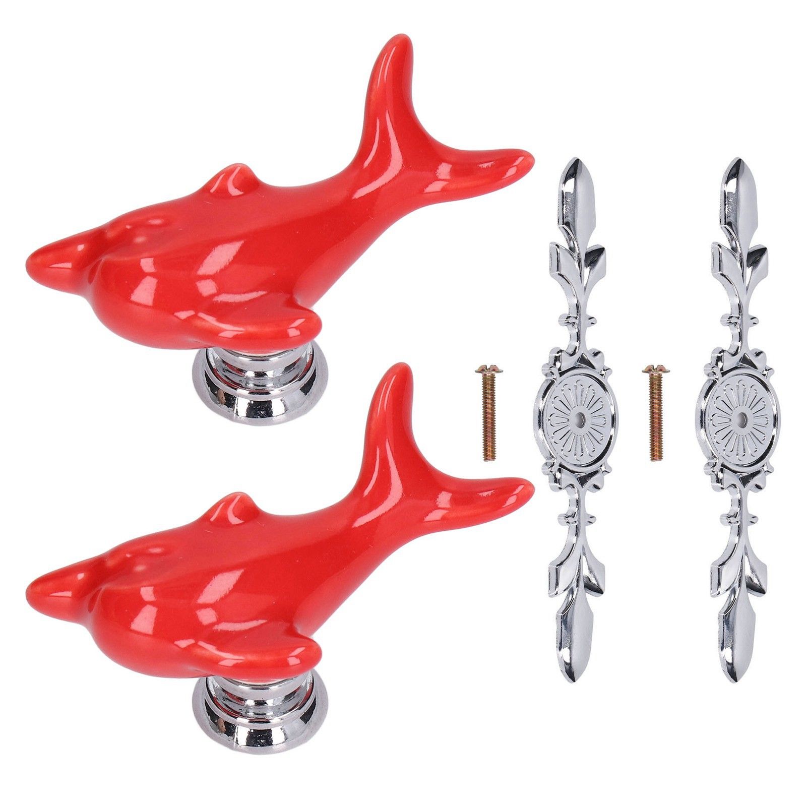 2Set Drawer Pull Knob Zinc Alloy Cabinet Wardrobe Closet Knob for Kitchen Furniture Decoration1077D Red Dolphin - Image 1