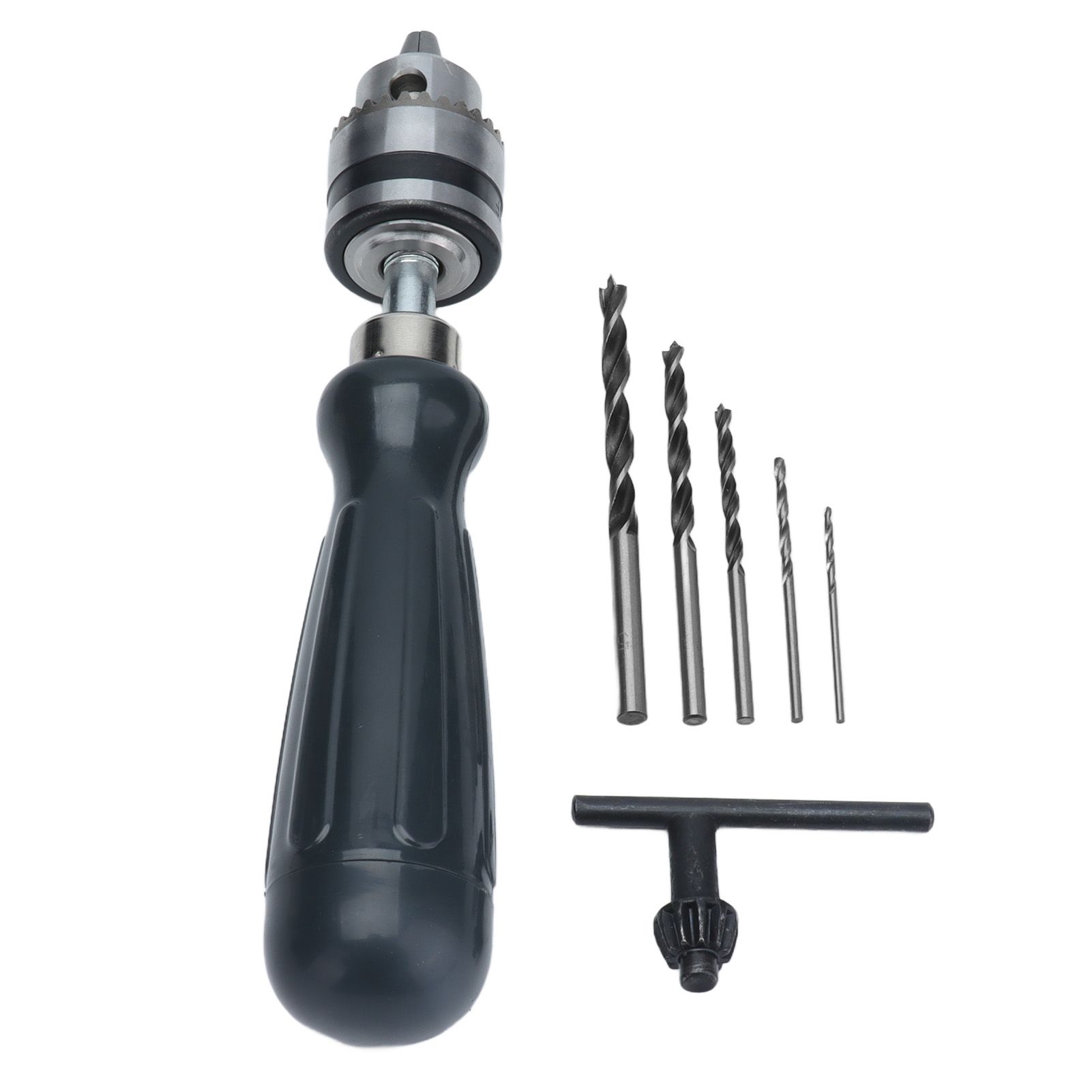 Hand Drill Carbon Steel Manual Crank Drill with Chuck Key and 5pcs Drill Bit for Plastic Wood Jewelry Resin Nut - Image 2