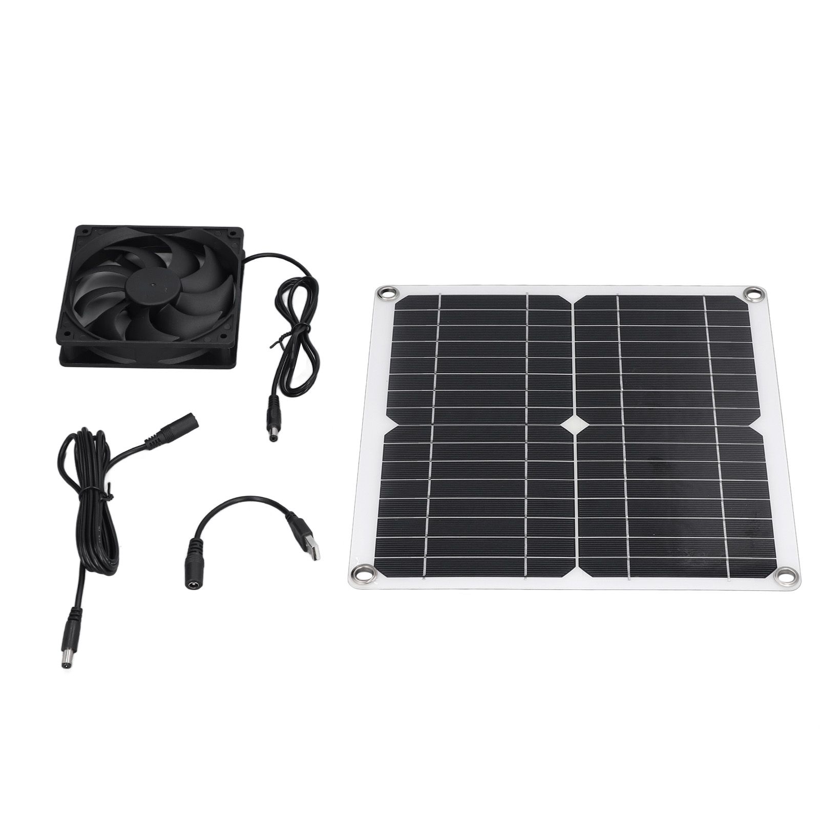 12W Solar Panel Fan Kit USB Solar Powered Fan for Greenhouses Sheds Pet Houses Mobile Phone Charging - Image 1