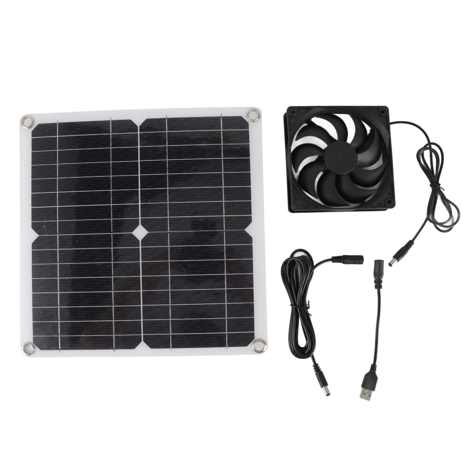 Solar Panel Fan Lightweight Portable Solar Powered Fan Kit for Cars RVs Travel Home 12W - Image 1