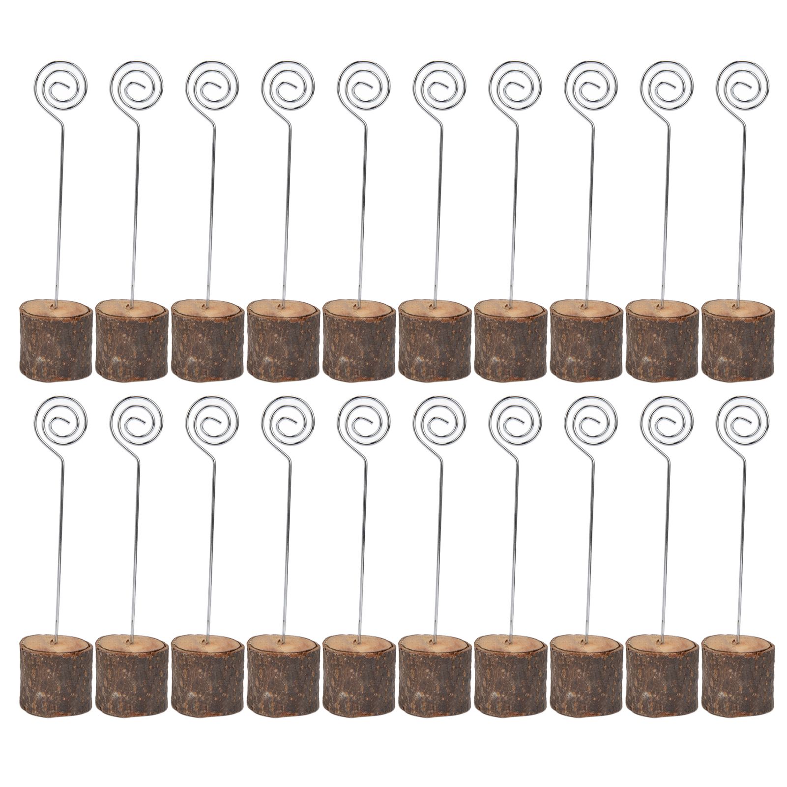 20Pcs Premium Wood Place Card Holders with Swirl Wire Name Cards Photo Holders for Wedding Birthday Festival - Image 1