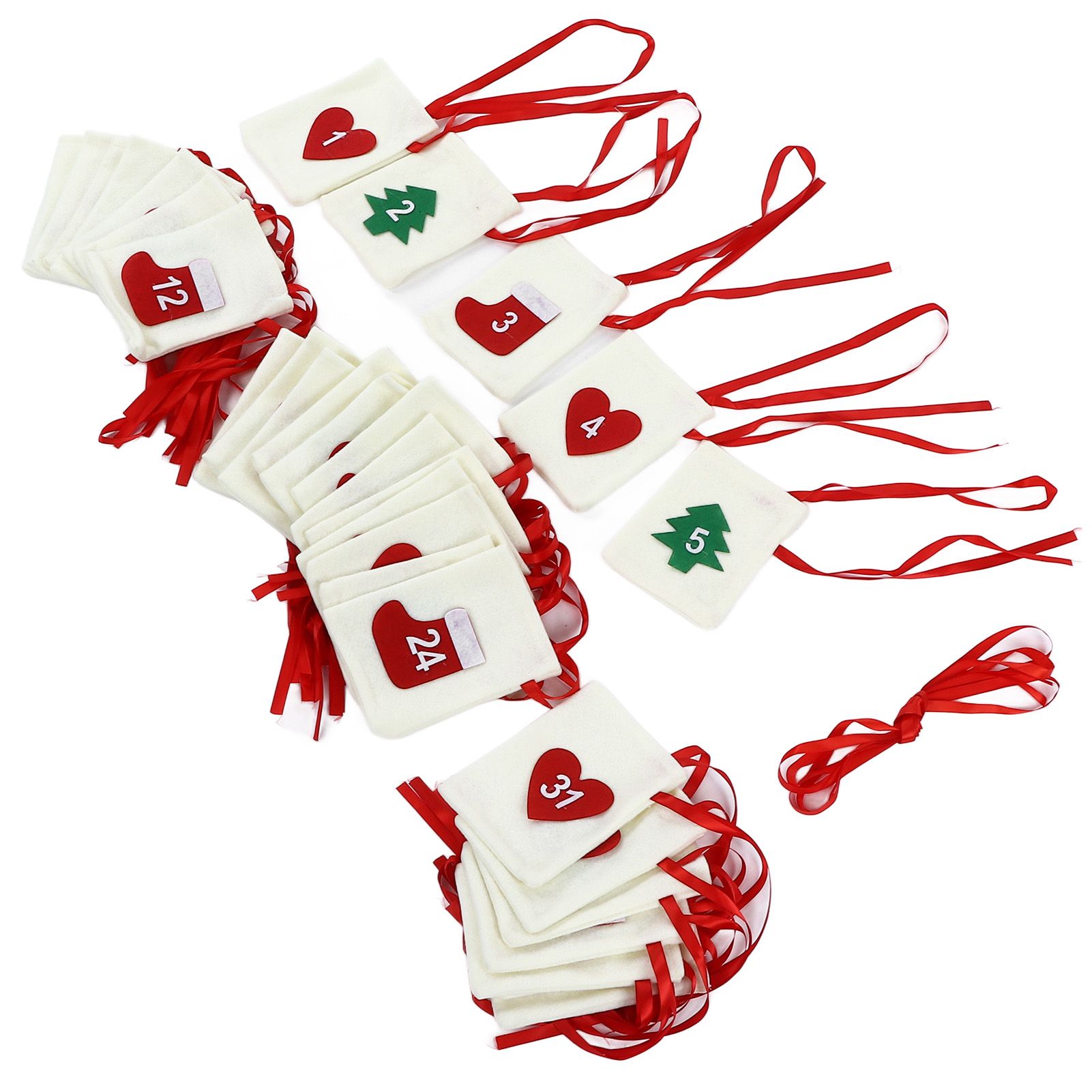 Christmas Advent Calendar Bags 31 Days Hanging Countdown Felt Gift Pockets for Party Festival Decoration - Image 3