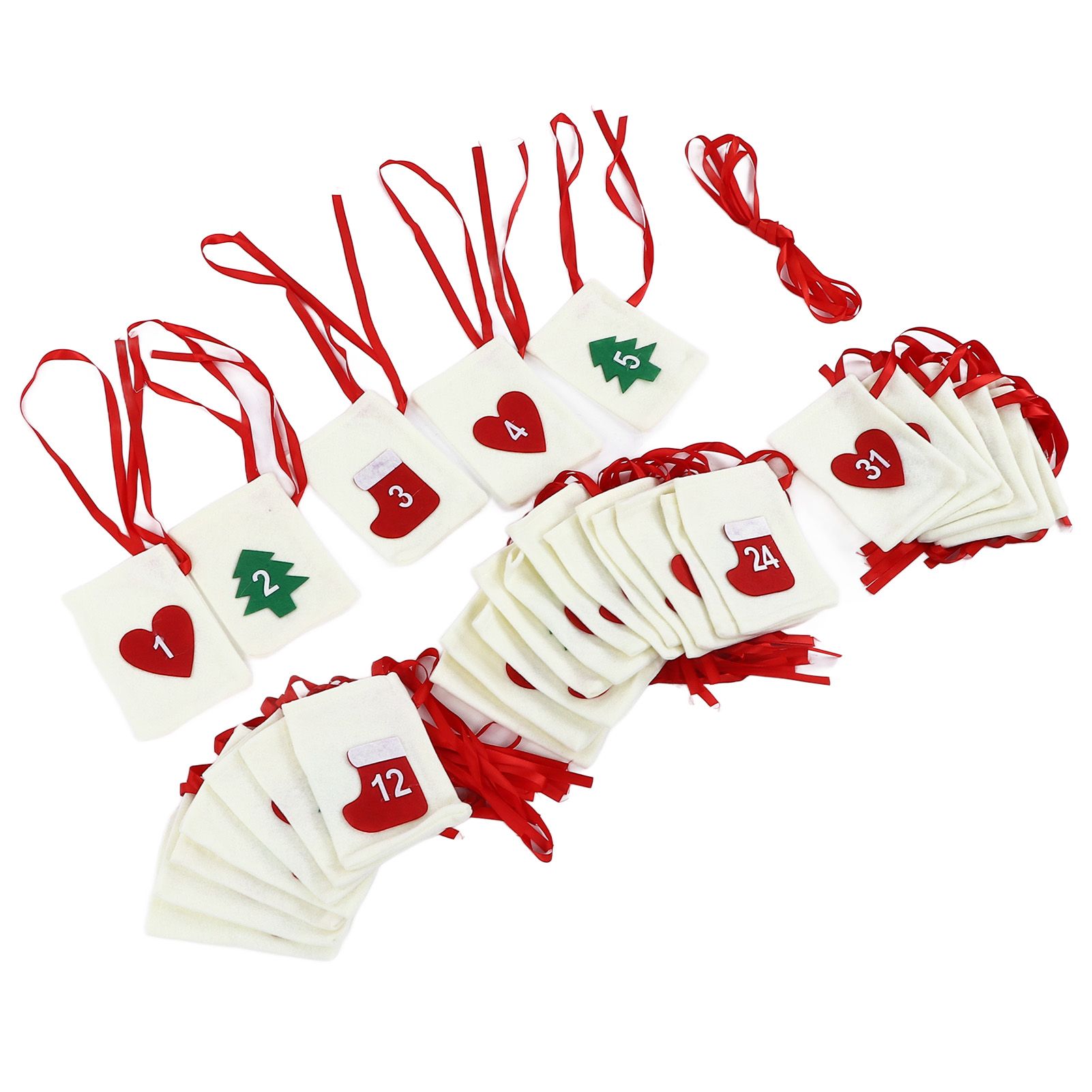 Christmas Advent Calendar Bags 31 Days Hanging Countdown Felt Gift Pockets for Party Festival Decoration - Image 6