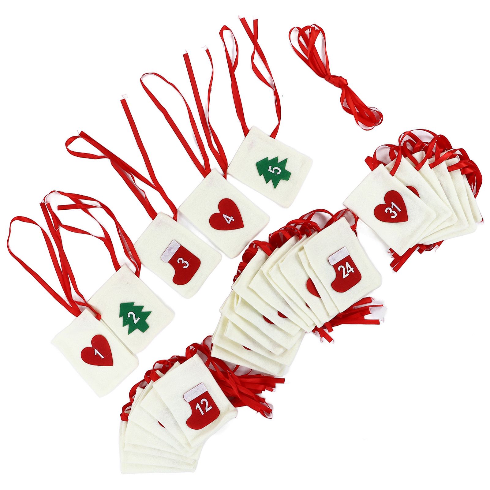 Christmas Advent Calendar Bags 31 Days Hanging Countdown Felt Gift Pockets for Party Festival Decoration - Image 7