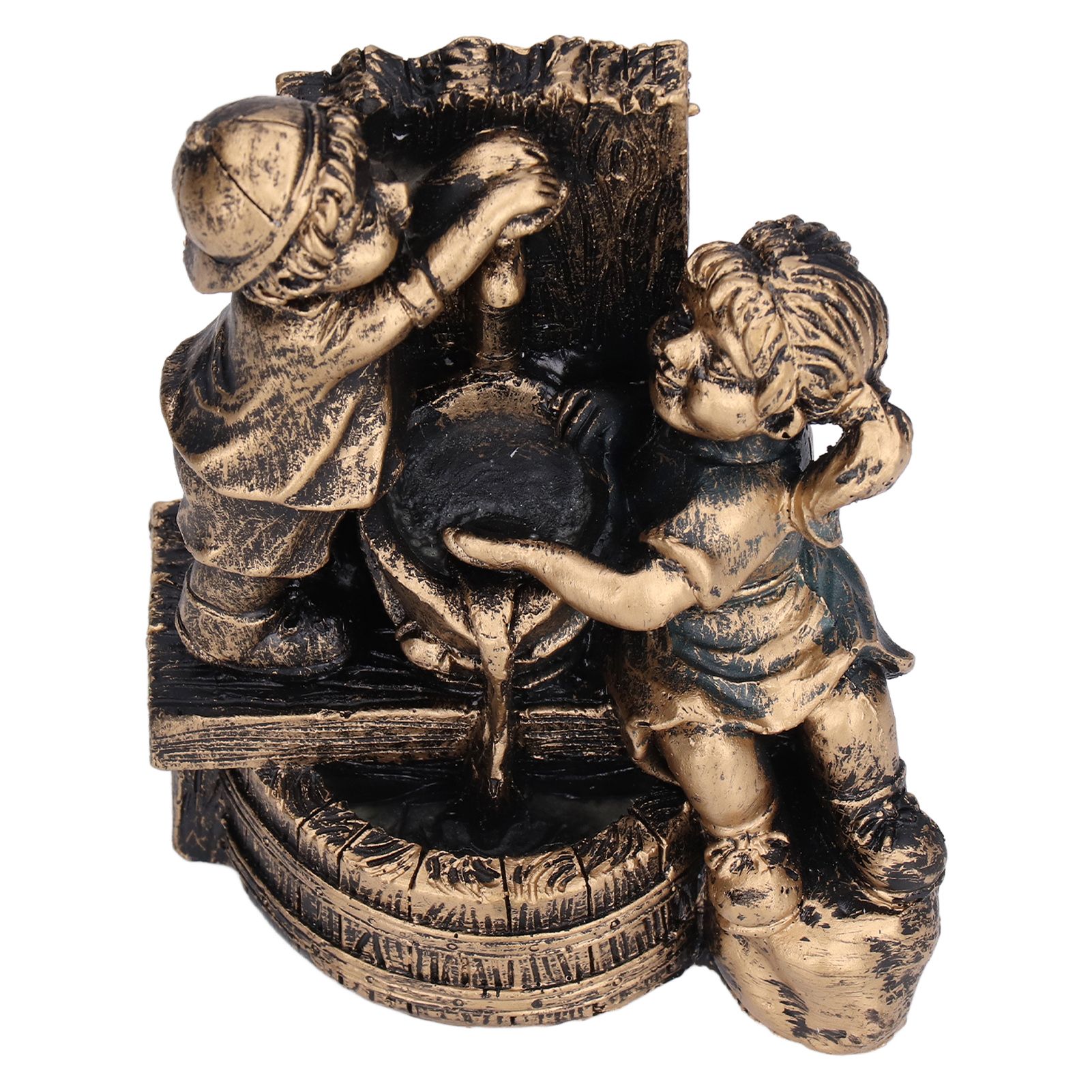 Little Boy Girl Playing Water Statue Standing Sculpture Resin Garden Ornament for Home Decoration - Image 4
