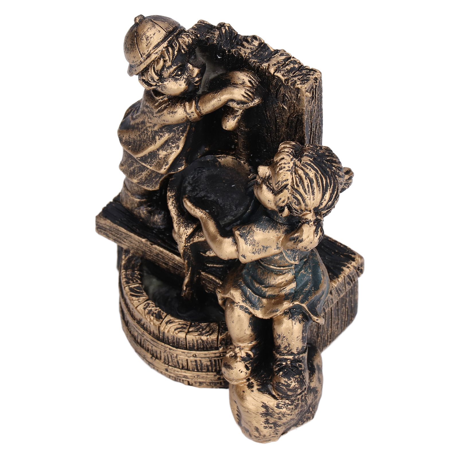 Little Boy Girl Playing Water Statue Standing Sculpture Resin Garden Ornament for Home Decoration - Image 7