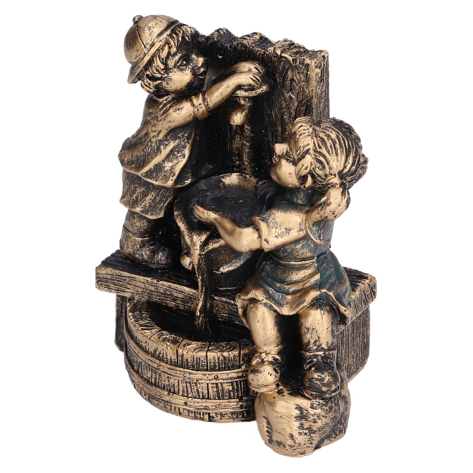 Little Boy Girl Playing Water Statue Standing Sculpture Resin Garden Ornament for Home Decoration - Image 8