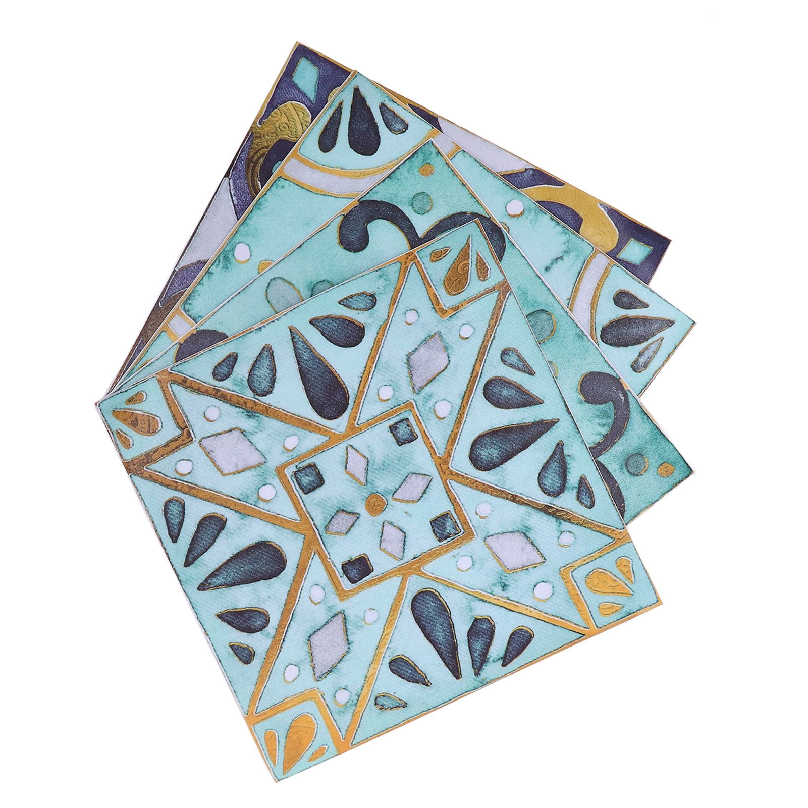 4Pcs/Set Antique Tile Stickers Retro Style Waterproof Self Adhesive Decals for Kitchen Bathroom Decor 30x30cm - Image 1