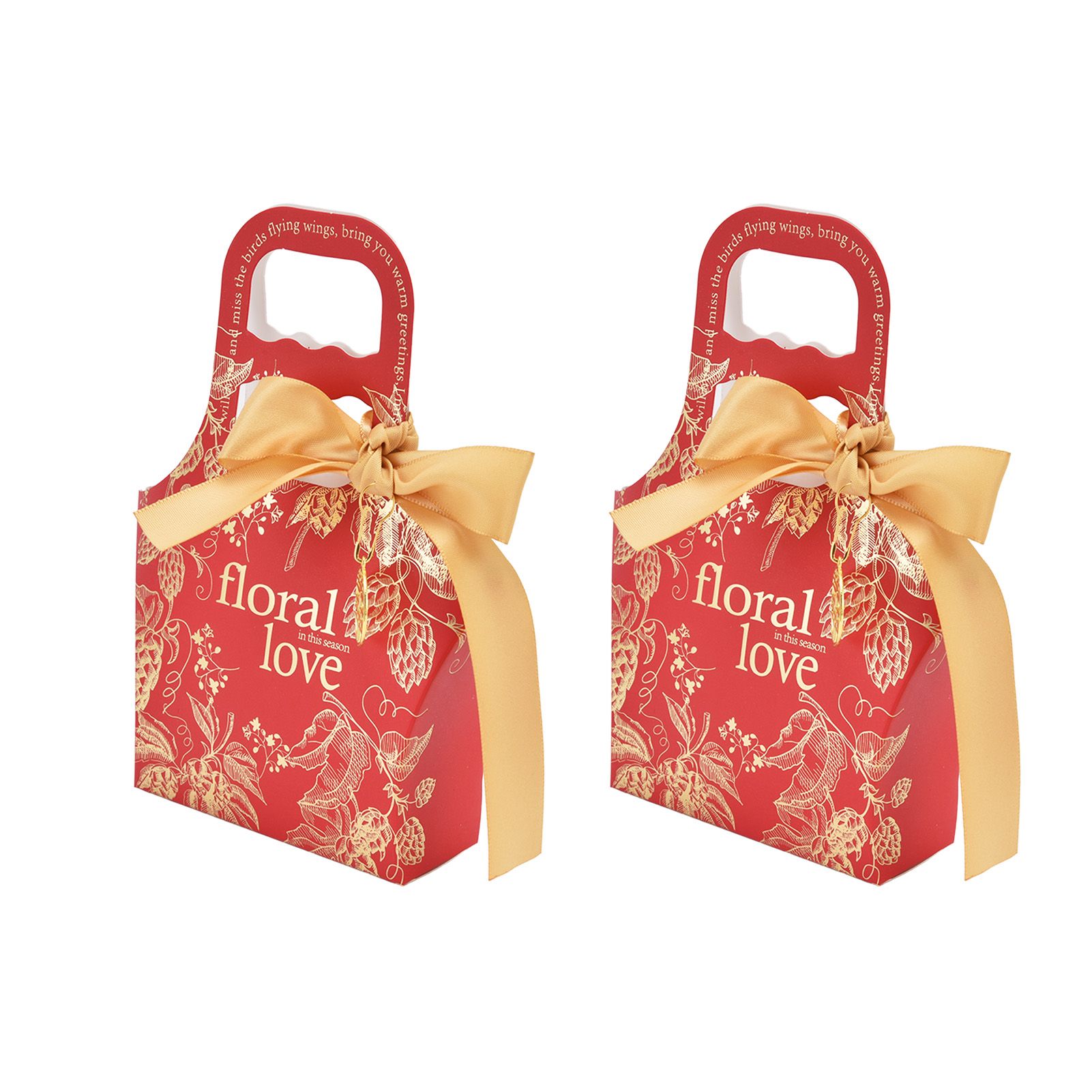 50Set Innovative Candy Box Paper Candy Bags with Ribbons for Christmas Parties Birthdays WeddingsRetro Carmine with Gold Ribbon - Image 5