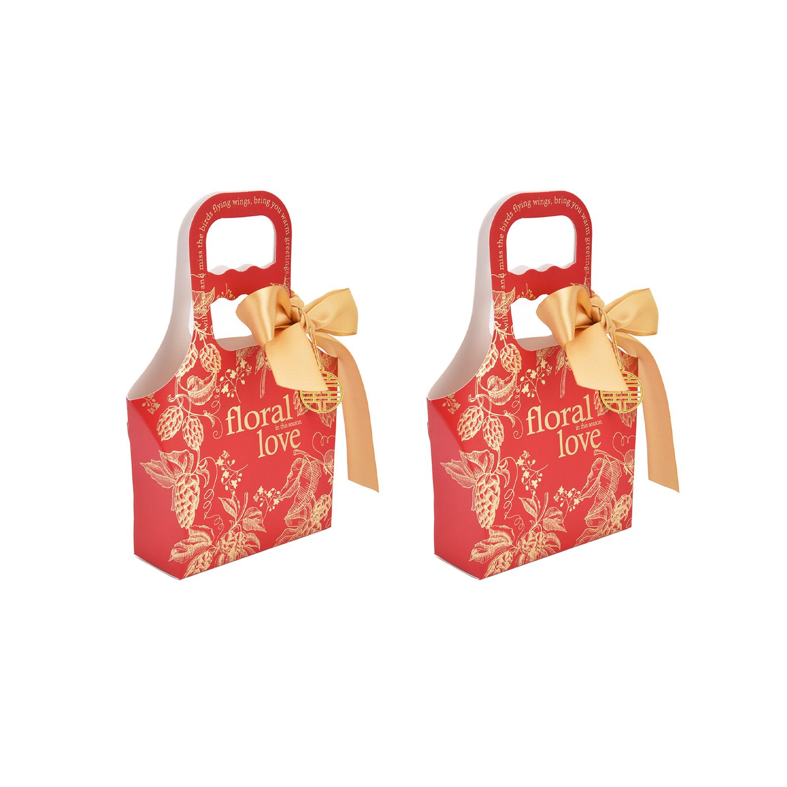 50Set Innovative Candy Box Paper Candy Bags with Ribbons for Christmas Parties Birthdays WeddingsRetro Carmine with Gold Ribbon - Image 6