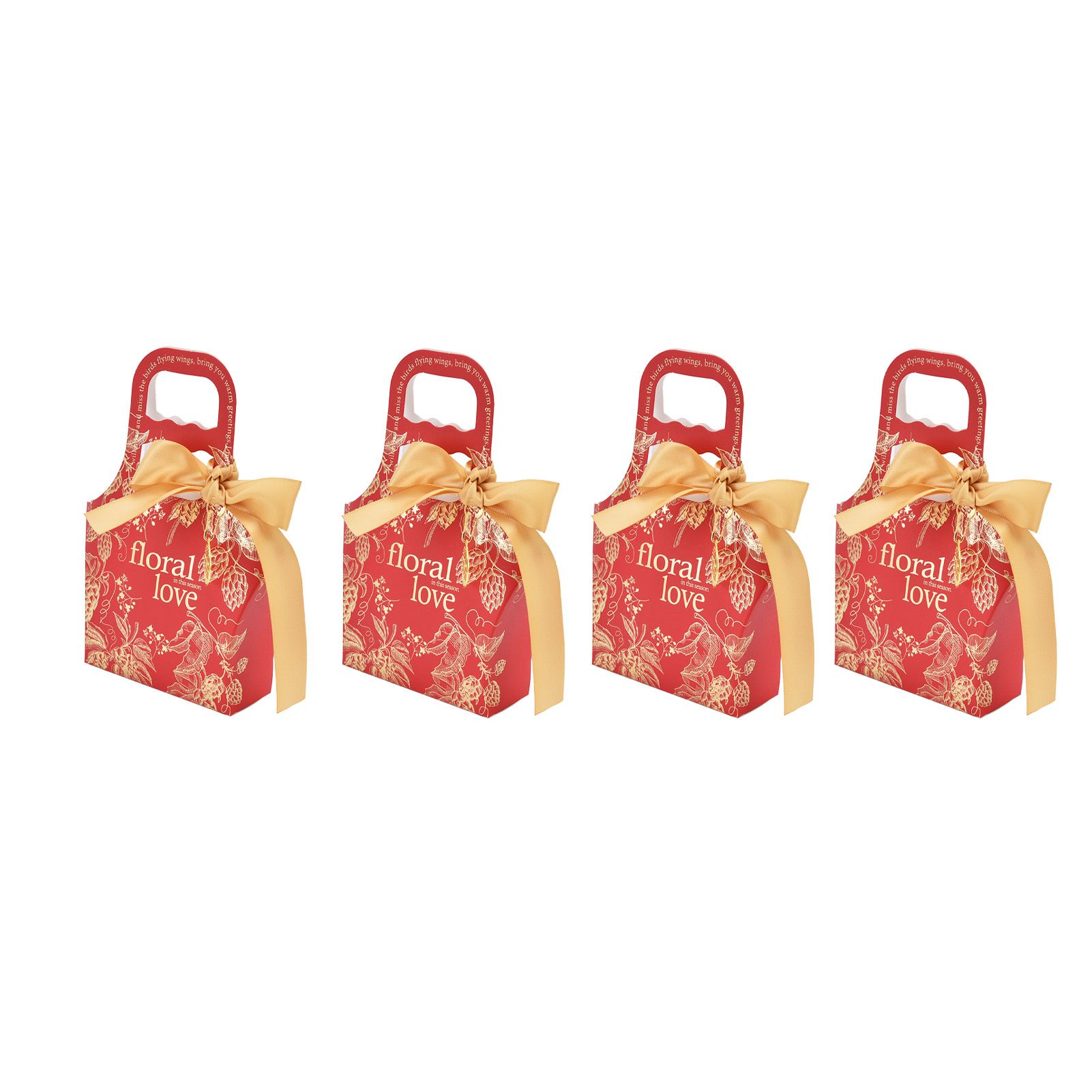 50Set Innovative Candy Box Paper Candy Bags with Ribbons for Christmas Parties Birthdays WeddingsRetro Carmine with Gold Ribbon - Image 7