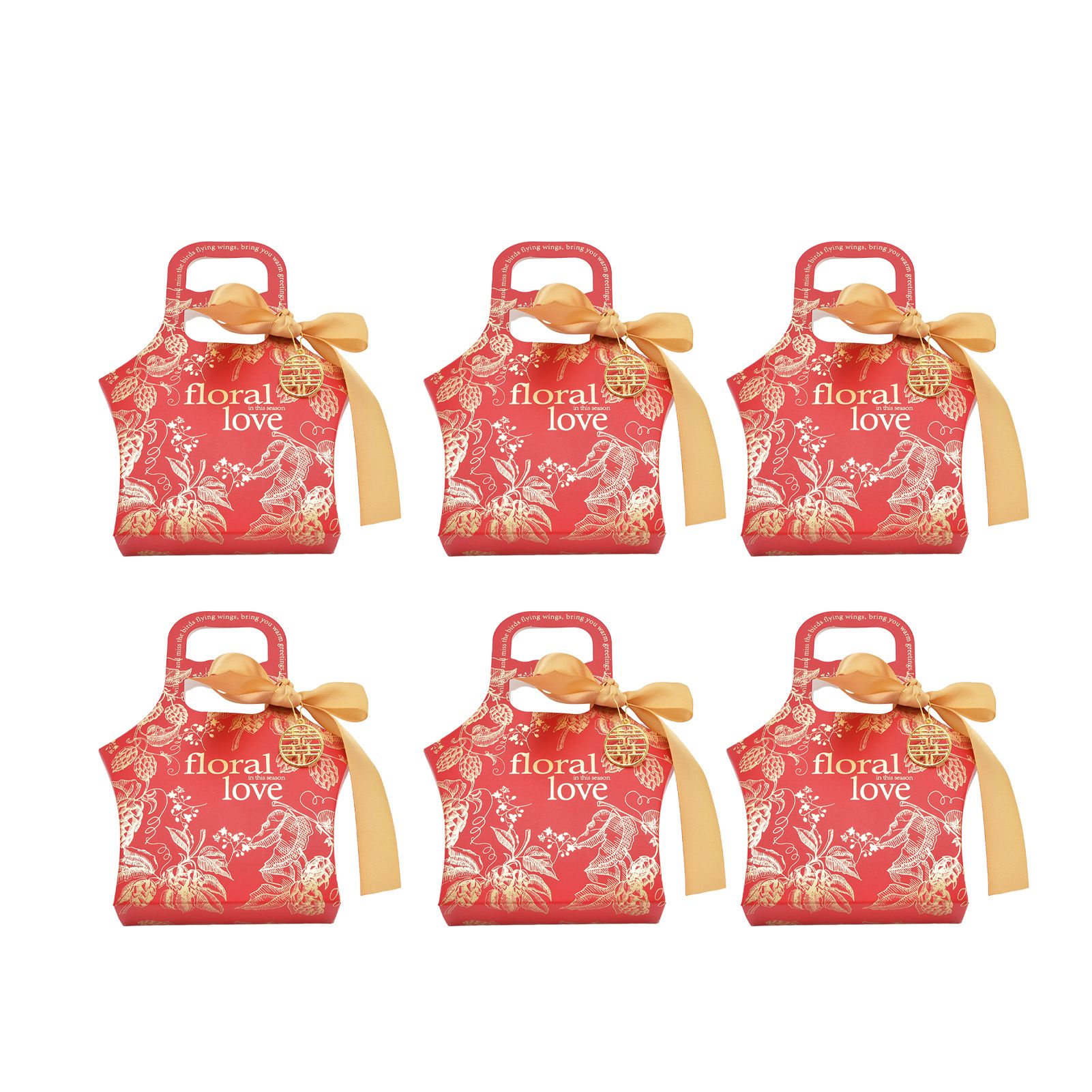 50Set Innovative Candy Box Paper Candy Bags with Ribbons for Christmas Parties Birthdays WeddingsRetro Carmine with Gold Ribbon - Image 8