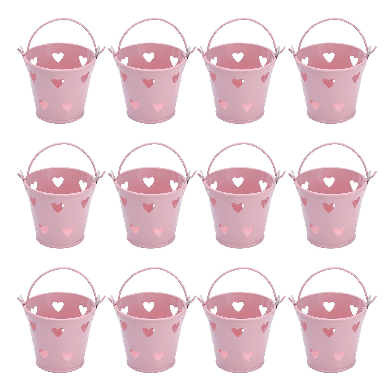 12pcs Mini Metal Bucket Hollow Heart Shaped Bucket with Handle for Candies Outdoor Flower Cosmetics - Image 1