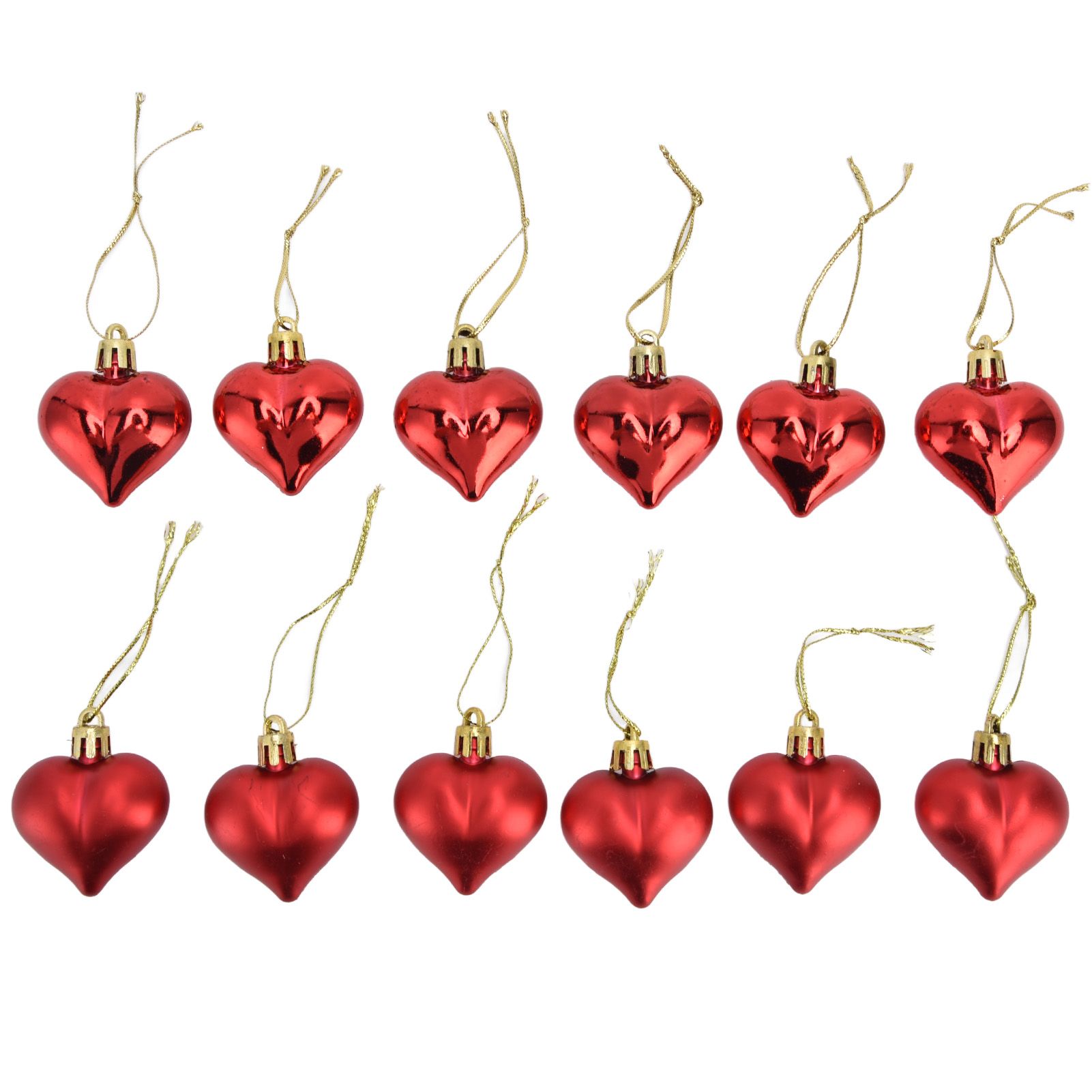 12pcs Christmas Ornament Heart Shape PVC Christmas Tree Hanging Decorations for Valentine's Day PartyRed - Image 1