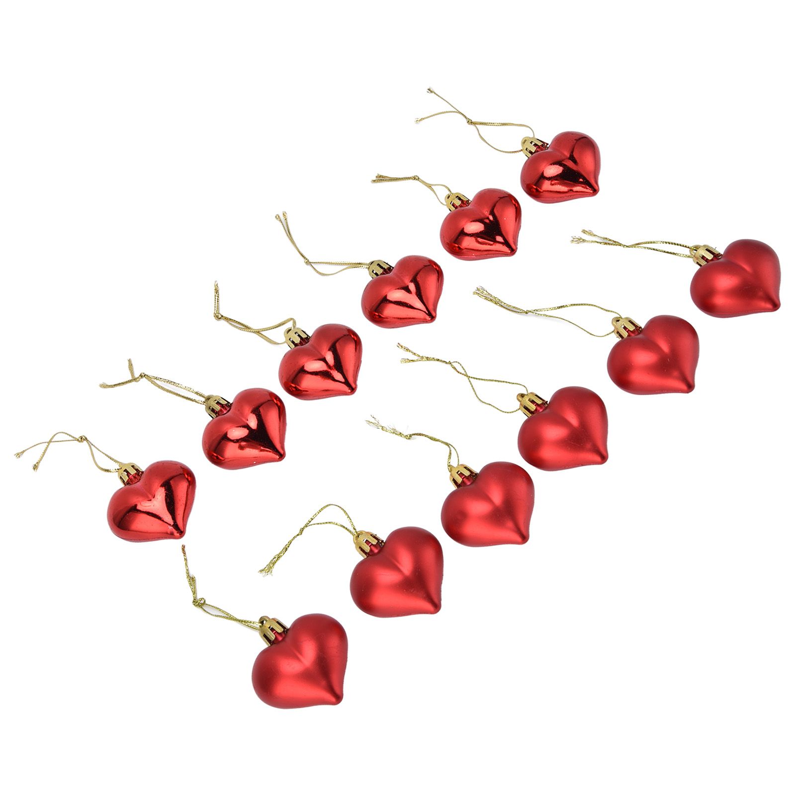 12pcs Christmas Ornament Heart Shape PVC Christmas Tree Hanging Decorations for Valentine's Day PartyRed - Image 3
