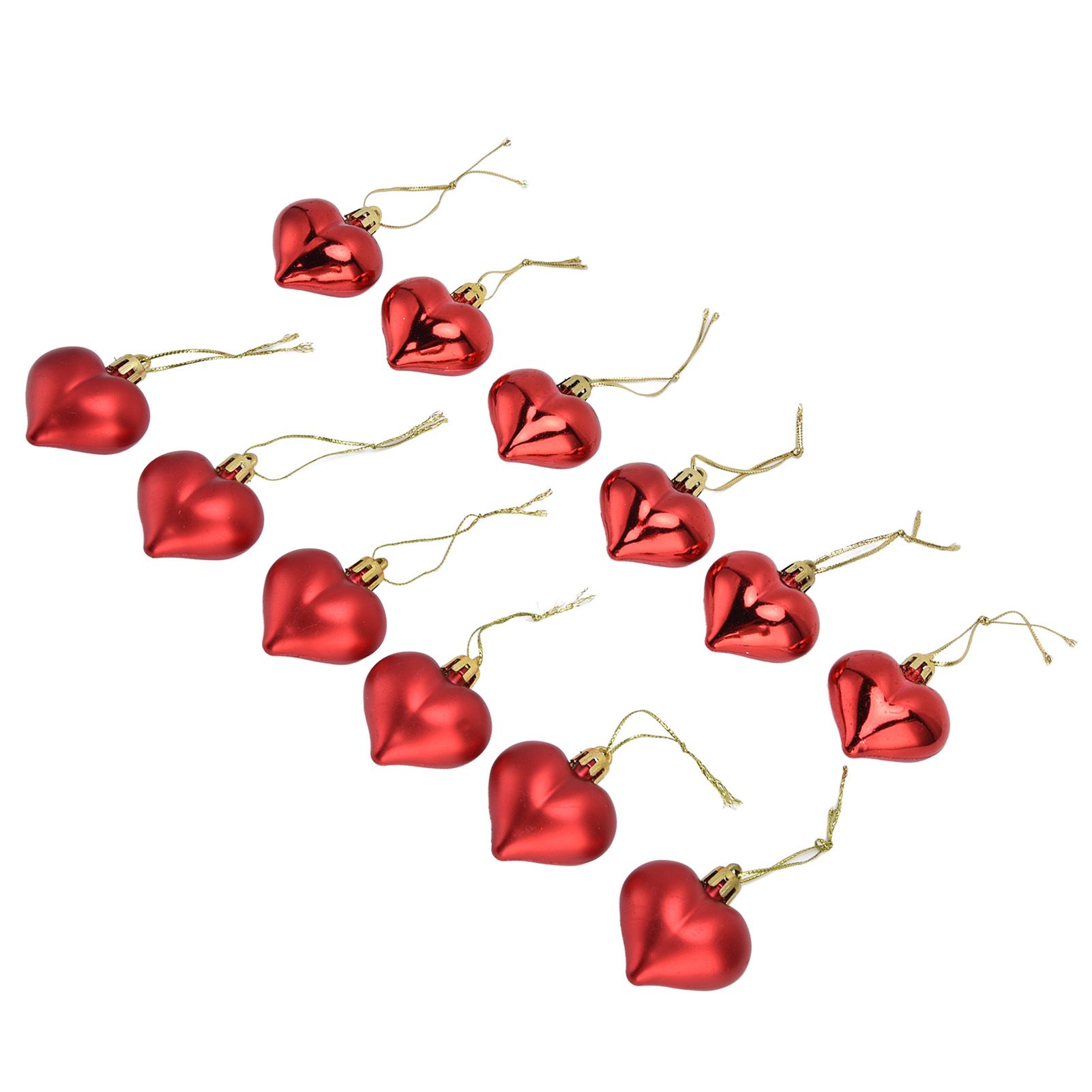 12pcs Christmas Ornament Heart Shape PVC Christmas Tree Hanging Decorations for Valentine's Day PartyRed - Image 4