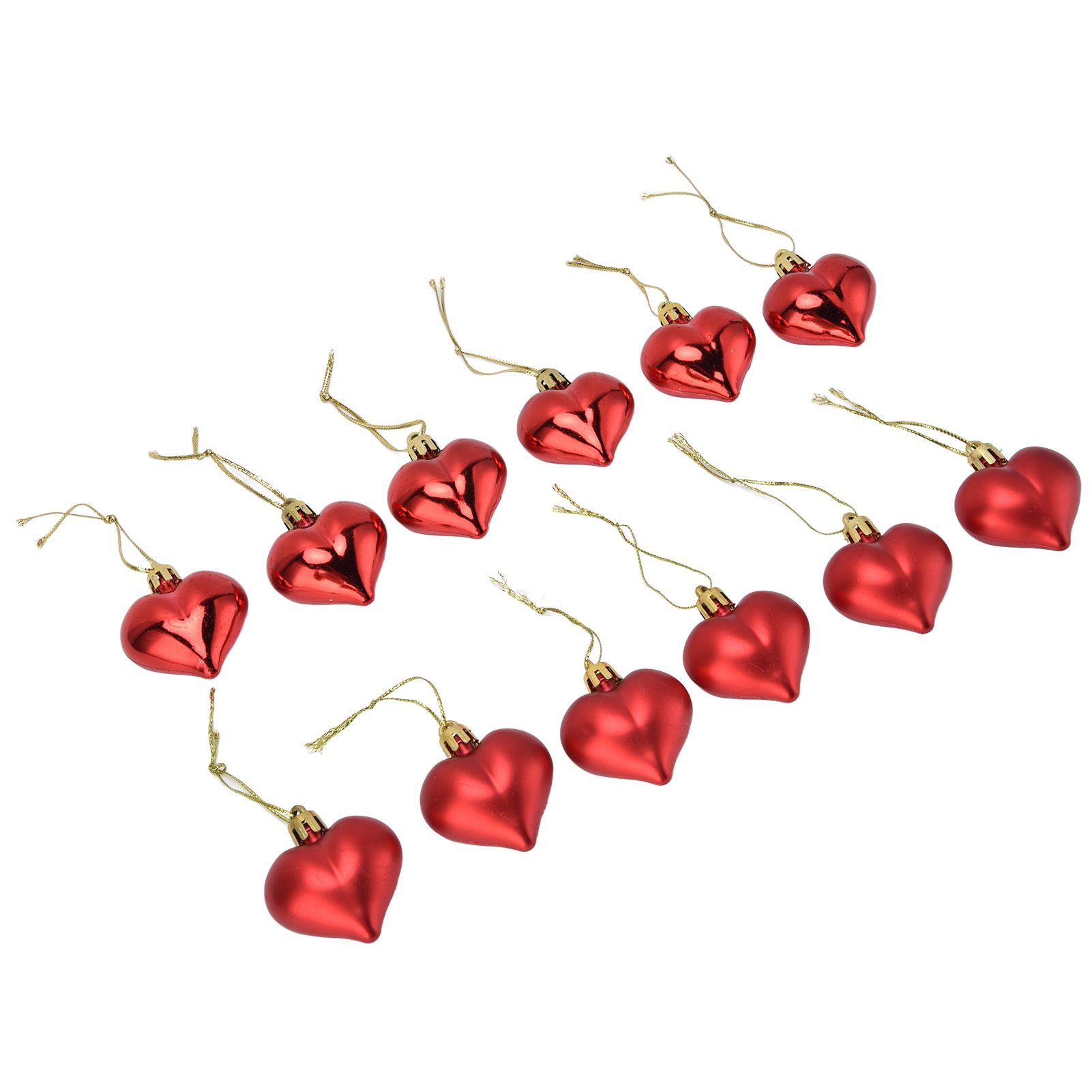 12pcs Christmas Ornament Heart Shape PVC Christmas Tree Hanging Decorations for Valentine's Day PartyRed - Image 5