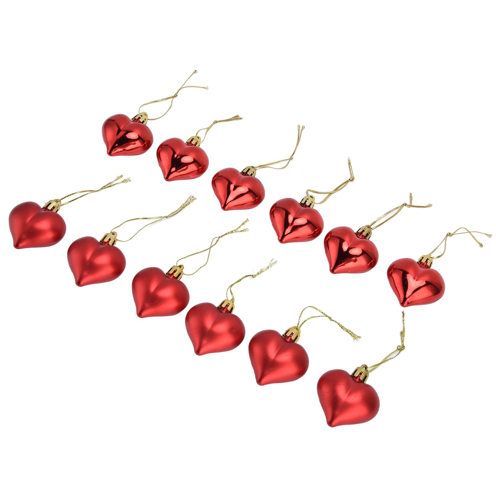 12pcs Christmas Ornament Heart Shape PVC Christmas Tree Hanging Decorations for Valentine's Day PartyRed - Image 6