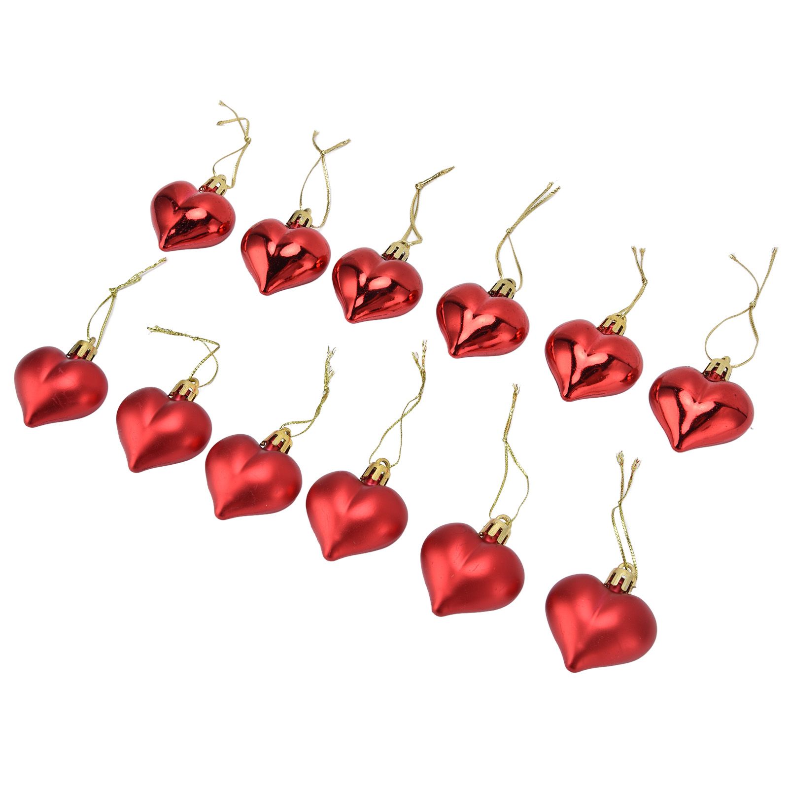 12pcs Christmas Ornament Heart Shape PVC Christmas Tree Hanging Decorations for Valentine's Day PartyRed - Image 7