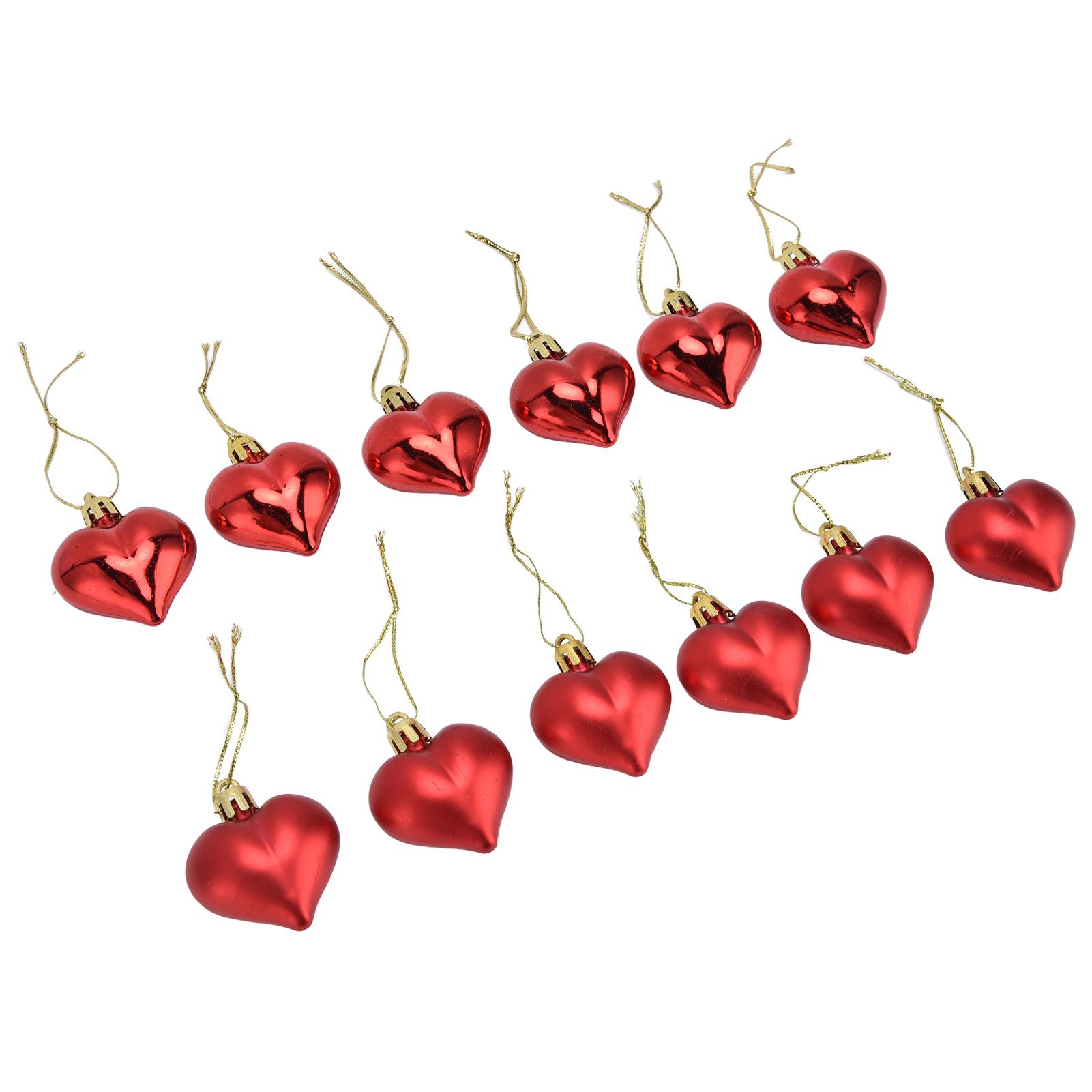 12pcs Christmas Ornament Heart Shape PVC Christmas Tree Hanging Decorations for Valentine's Day PartyRed - Image 8