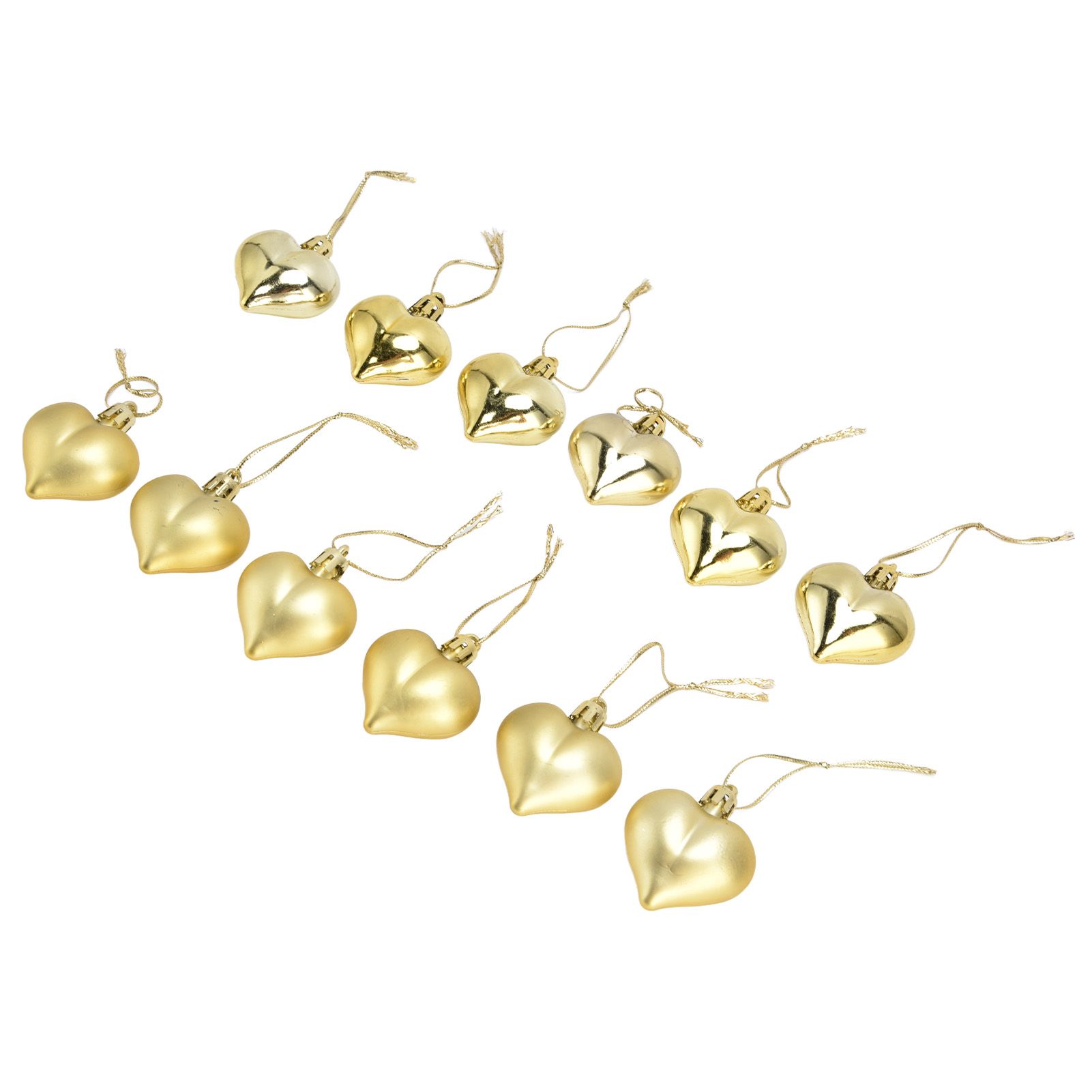12pcs Christmas Ornament Heart Shape PVC Christmas Tree Hanging Decorations for Valentine's Day PartyGold - Image 2