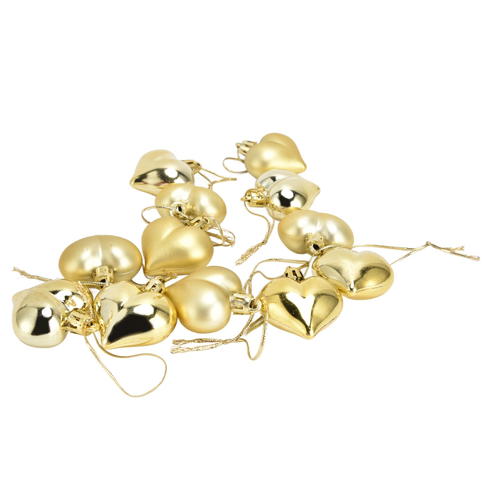 12pcs Christmas Ornament Heart Shape PVC Christmas Tree Hanging Decorations for Valentine's Day PartyGold - Image 3