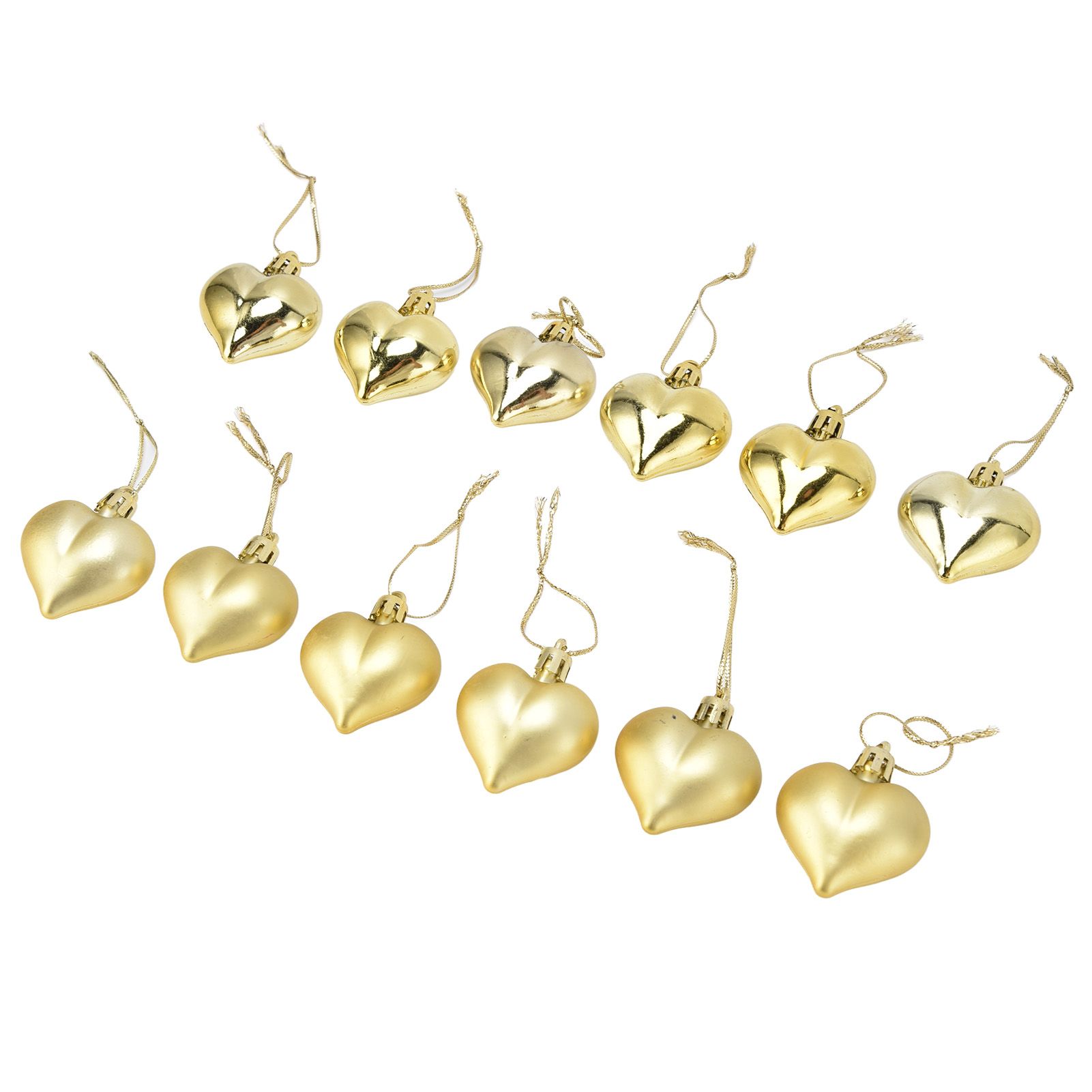 12pcs Christmas Ornament Heart Shape PVC Christmas Tree Hanging Decorations for Valentine's Day PartyGold - Image 4